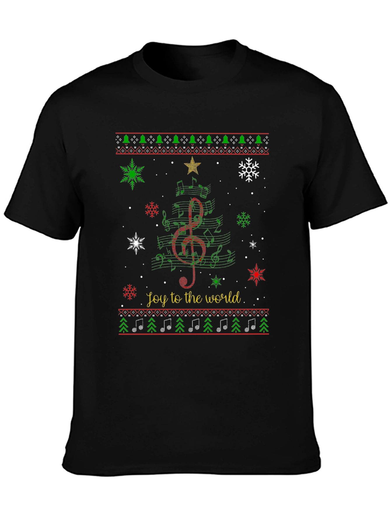 Joy to the World Christmas Music Tree T-Shirt