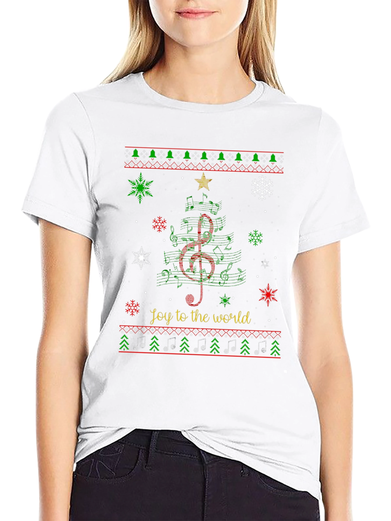 Joy to the World Christmas Music Tree T-Shirt