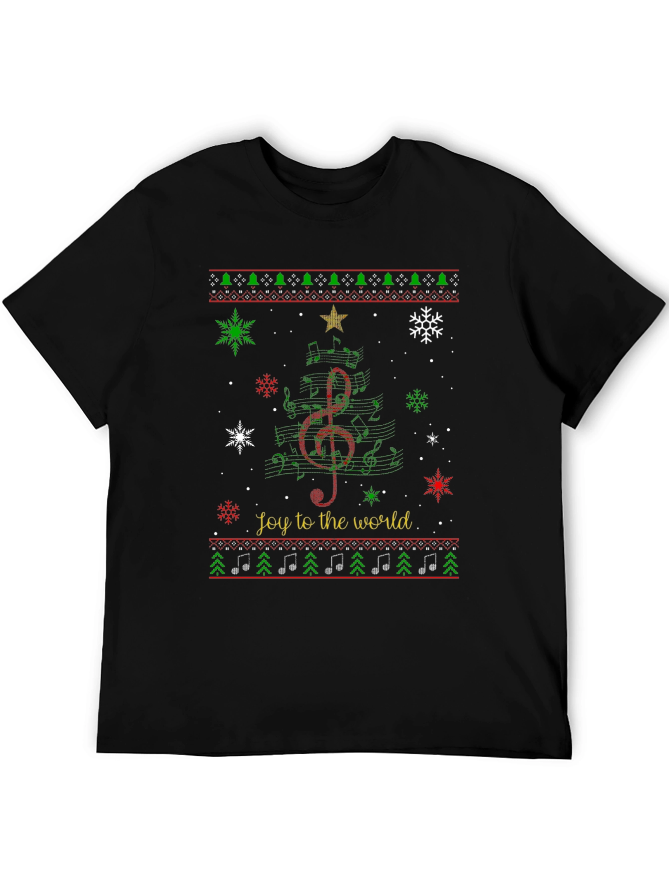 Joy to the World Christmas Music Tree T-Shirt