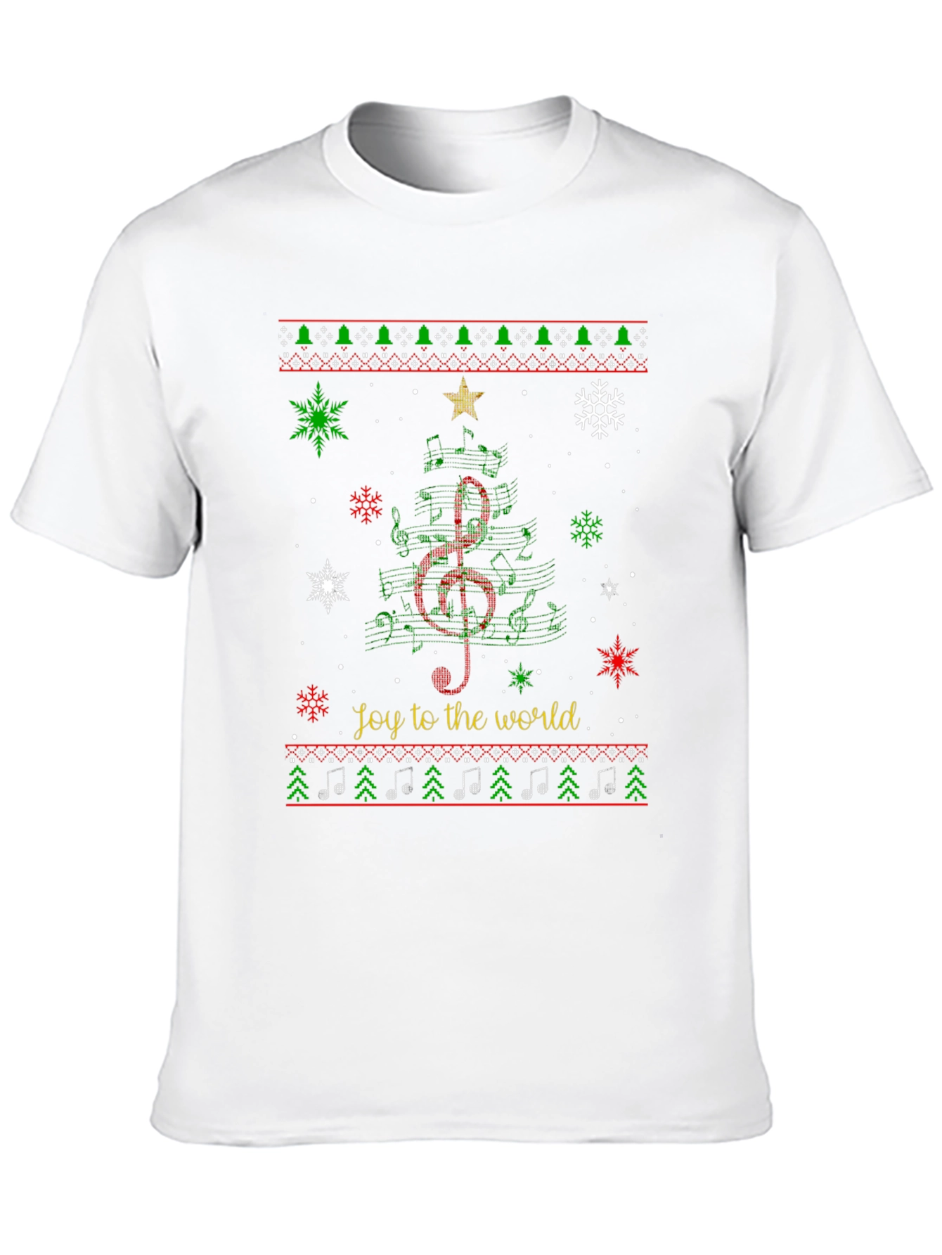 Joy to the World Christmas Music Tree T-Shirt