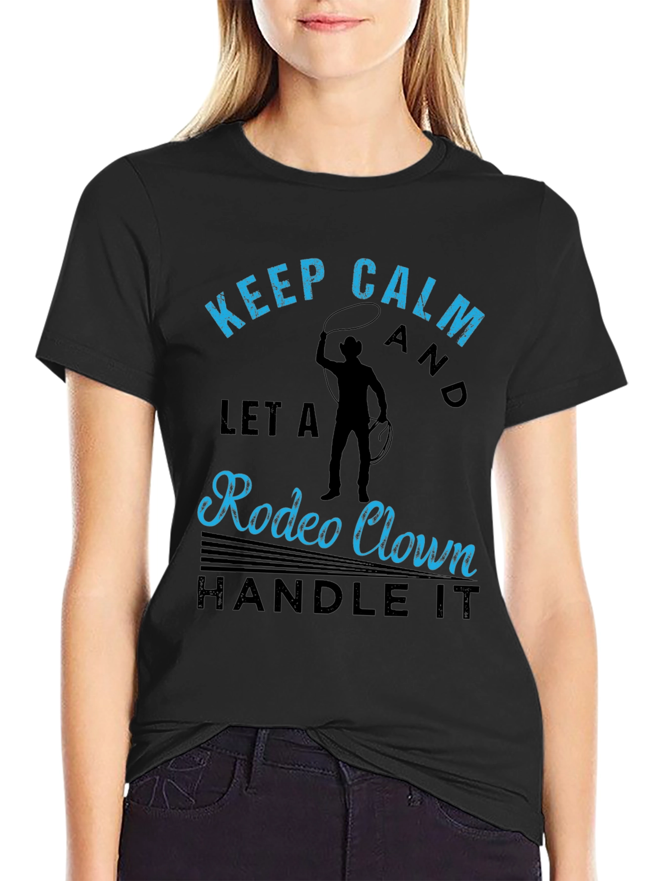 Keep Calm Rodeo Clown Black Graphic Tee