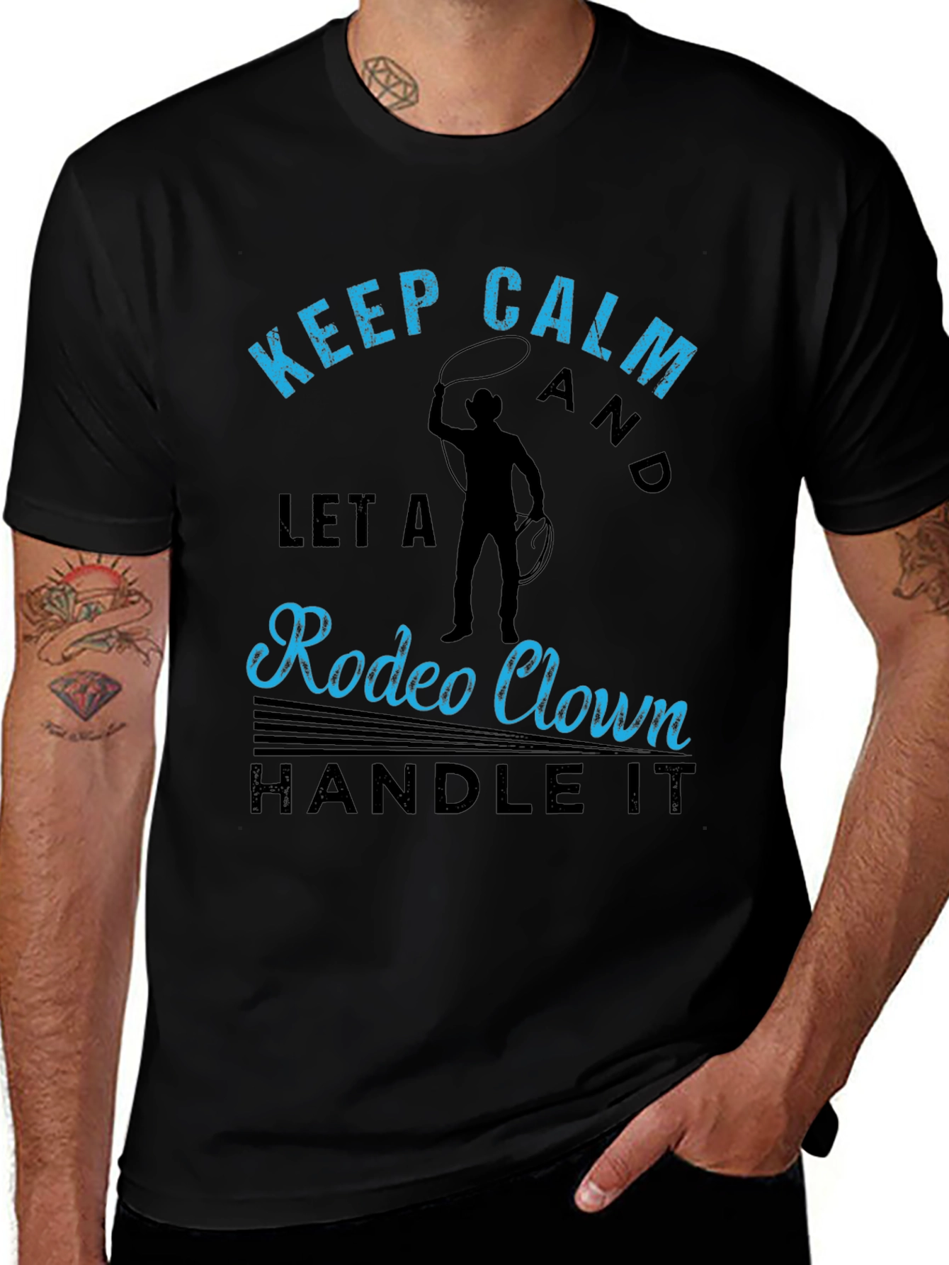 Keep Calm Rodeo Clown Black Graphic Tee