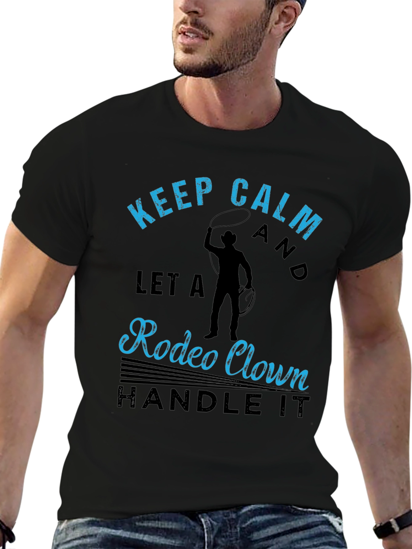 Keep Calm Rodeo Clown Black Graphic Tee