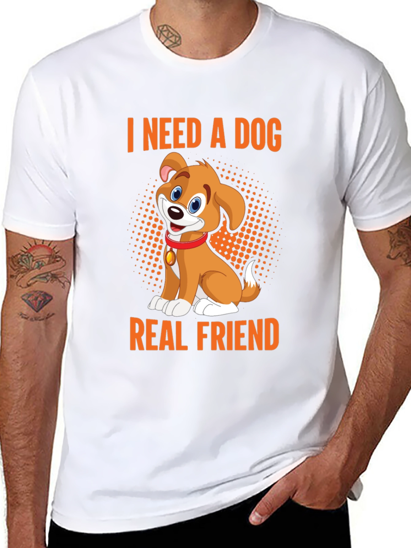 I Need a Dog Real Friend Black T-Shirt