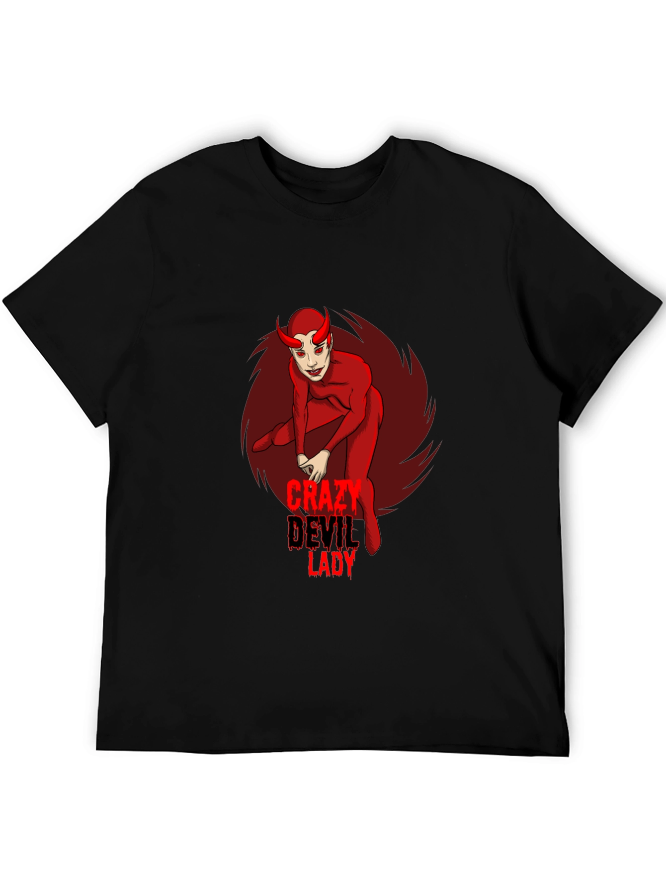 Crazy Devil Lady Graphic Tee - Black