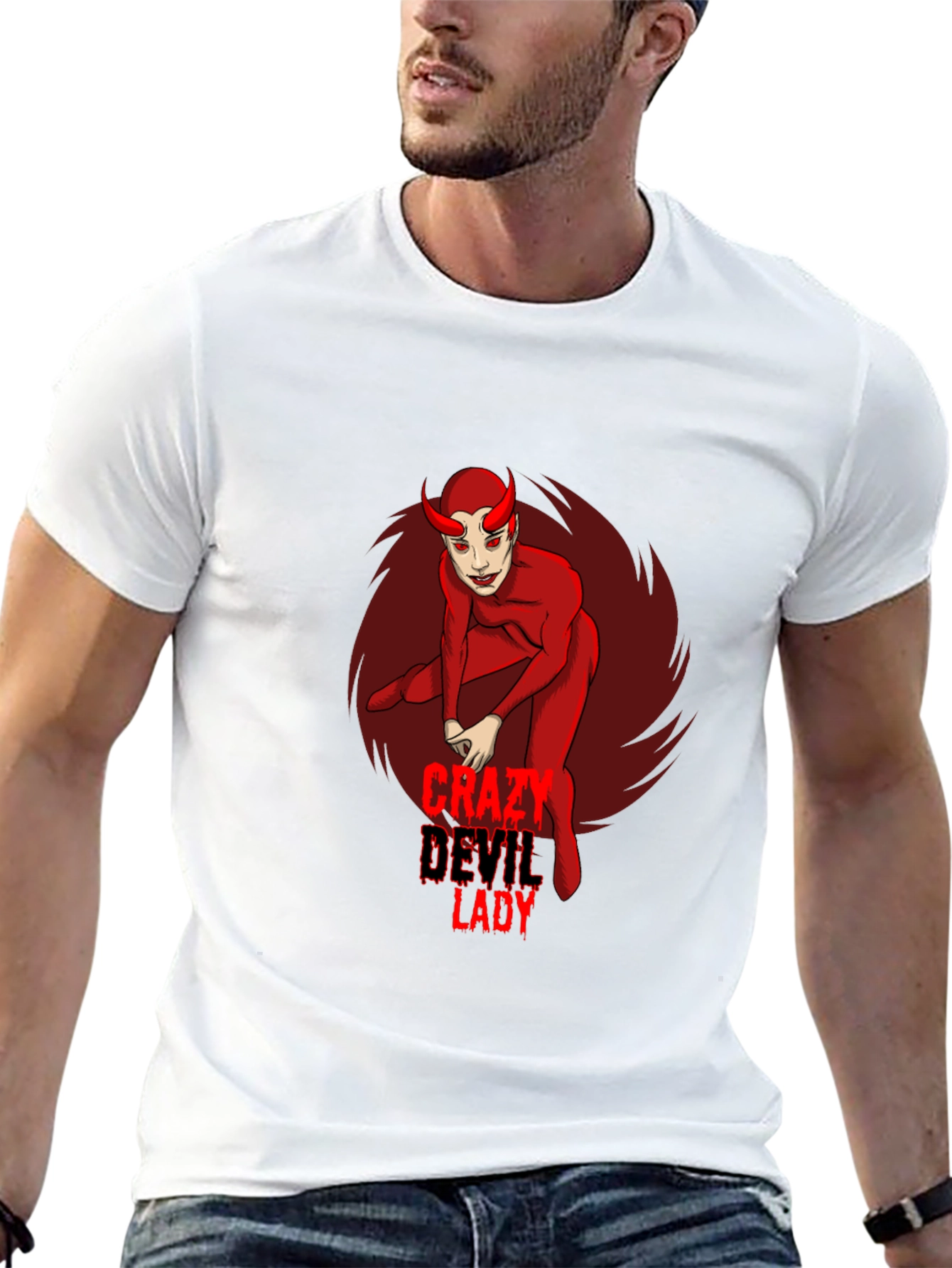 Crazy Devil Lady Graphic Tee - Black