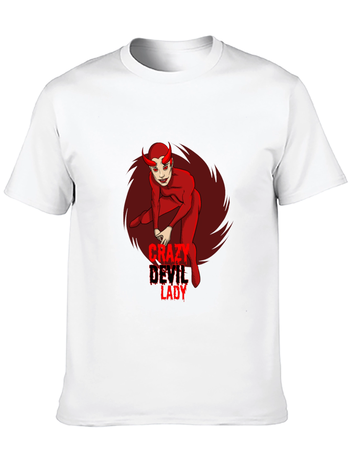 Crazy Devil Lady Graphic Tee - Black