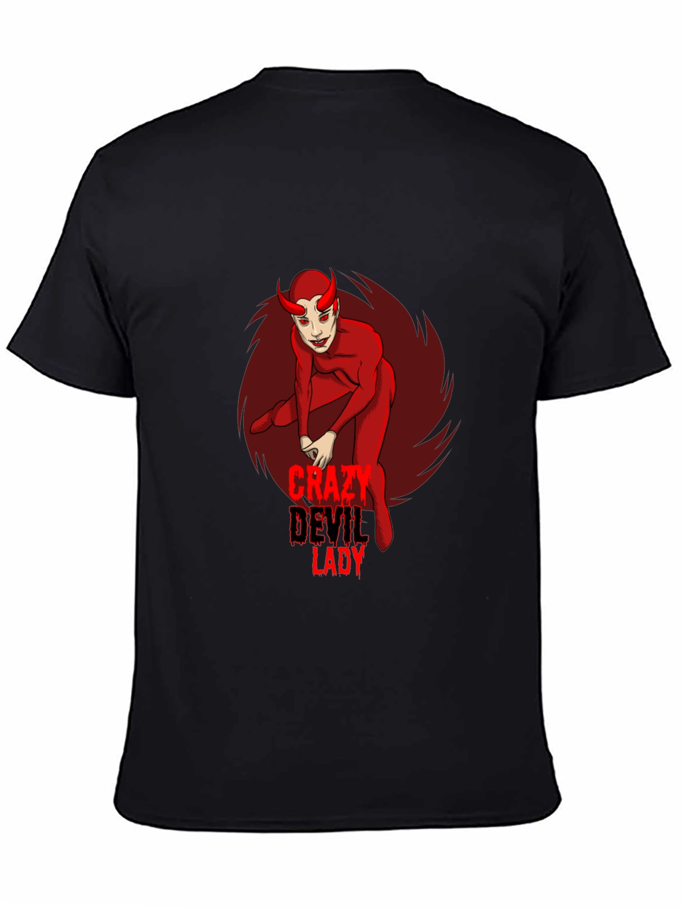 Crazy Devil Lady Graphic Tee - Black