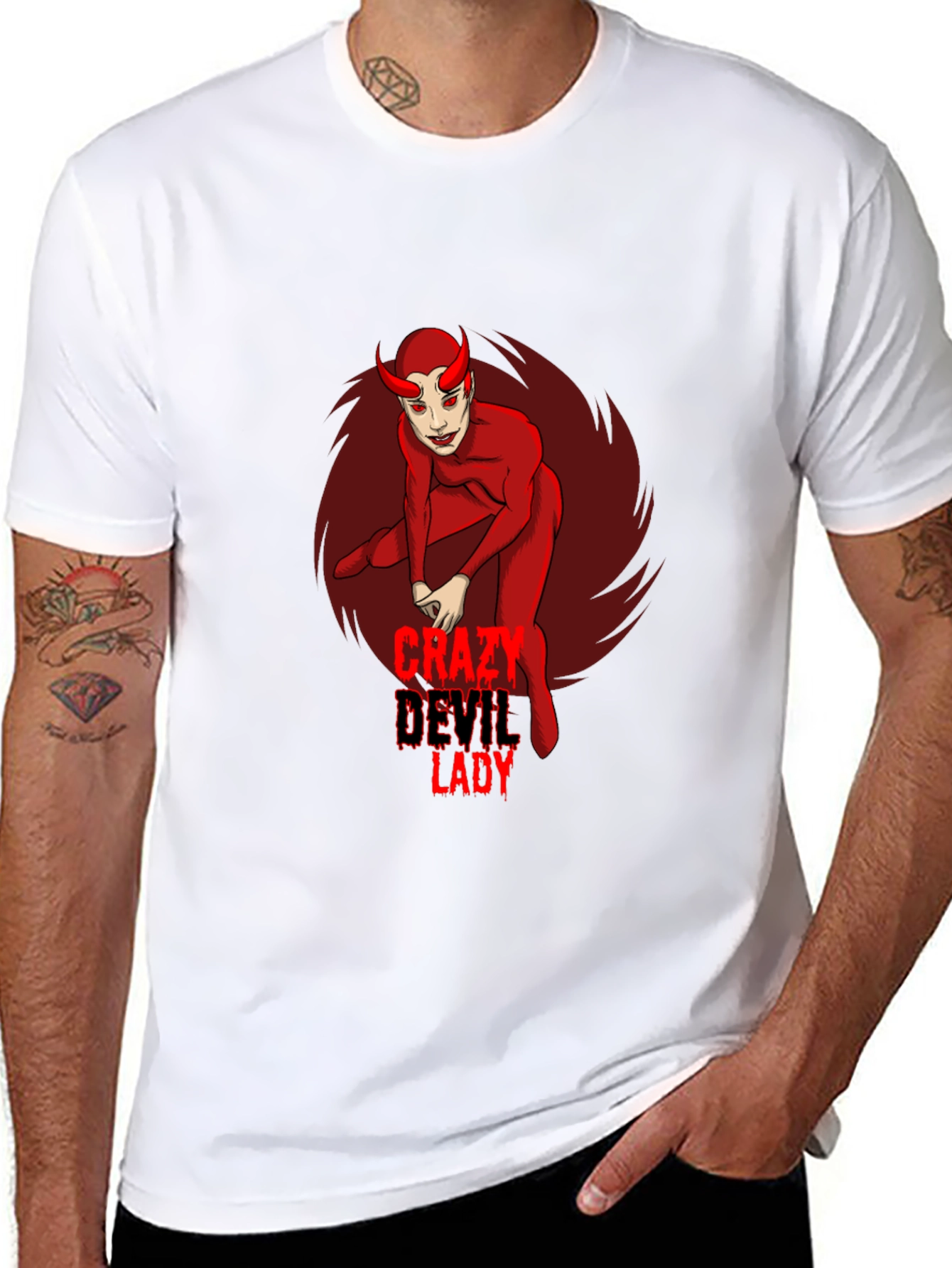 Crazy Devil Lady Graphic Tee - Black
