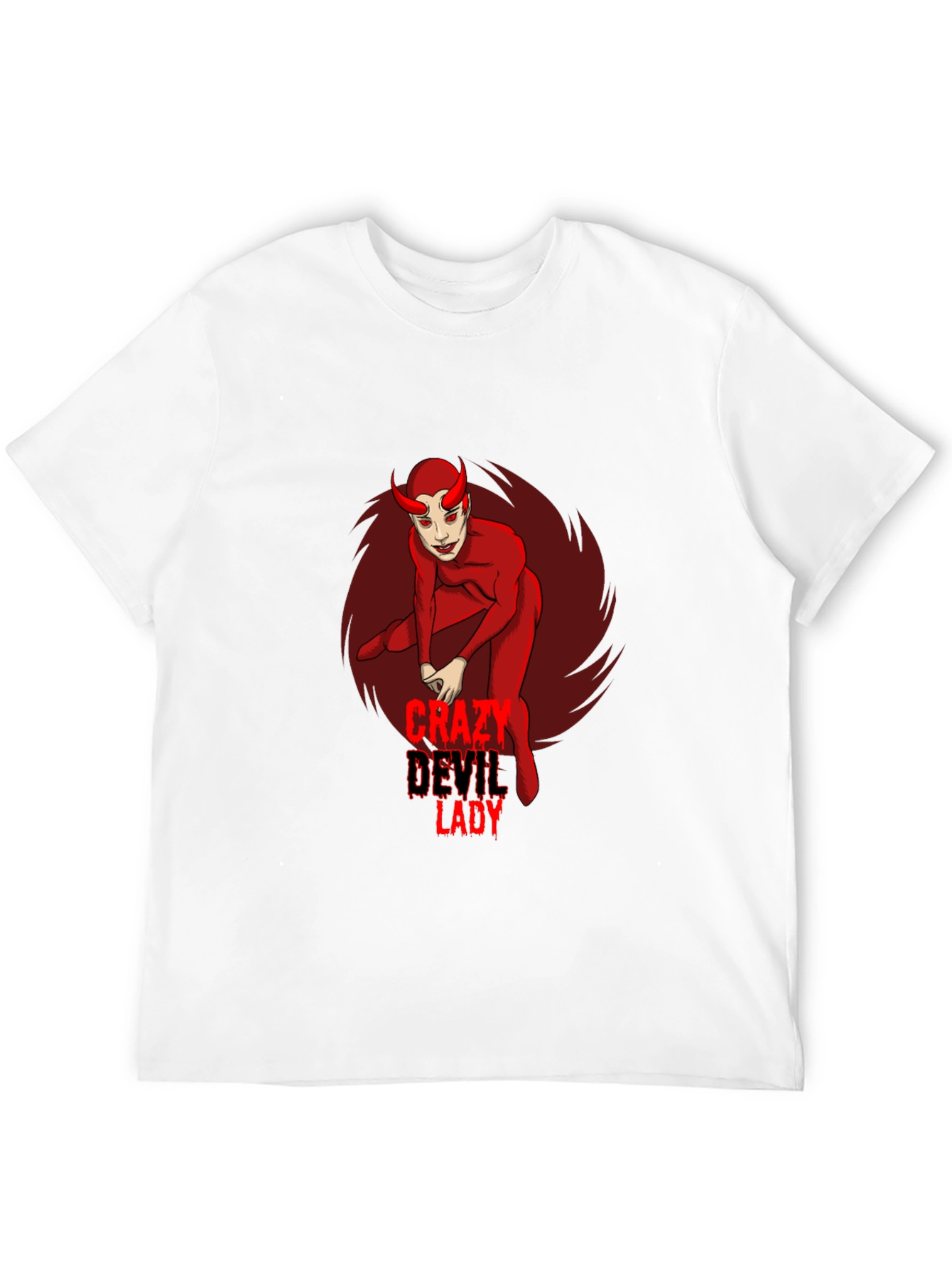 Crazy Devil Lady Graphic Tee - Black