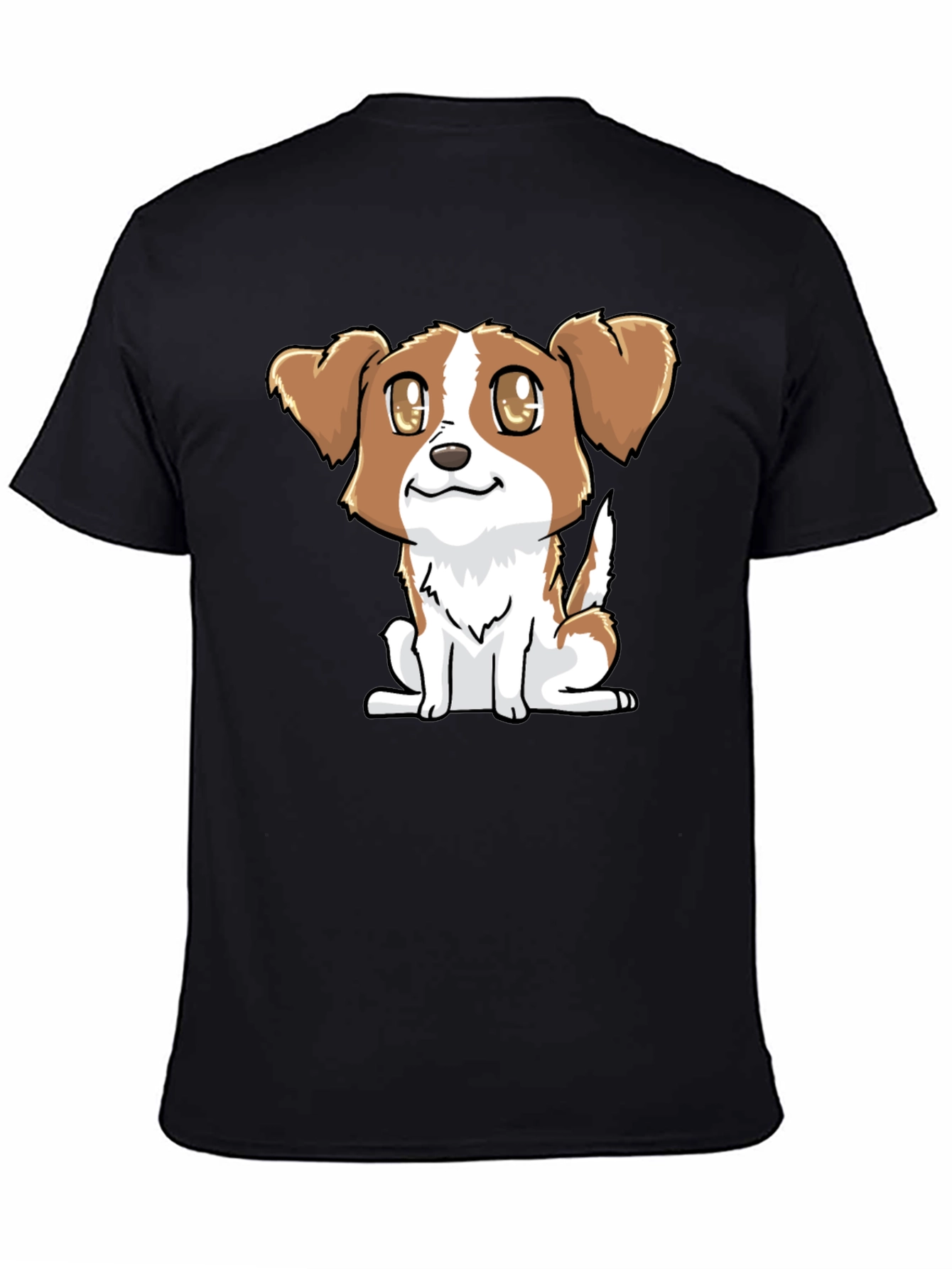 Cute Puppy Graphic Tee - Black Cotton Blend