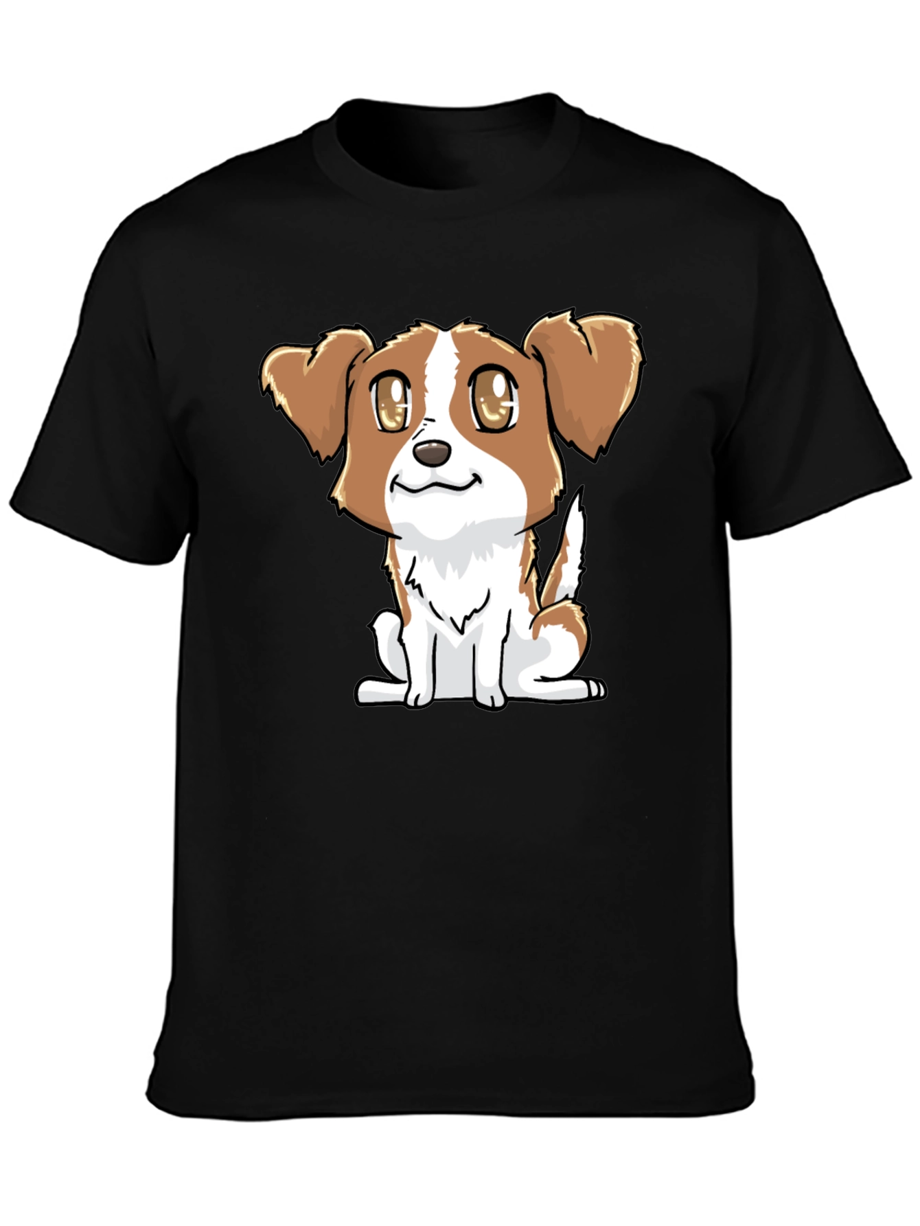 Cute Puppy Graphic Tee - Black Cotton Blend