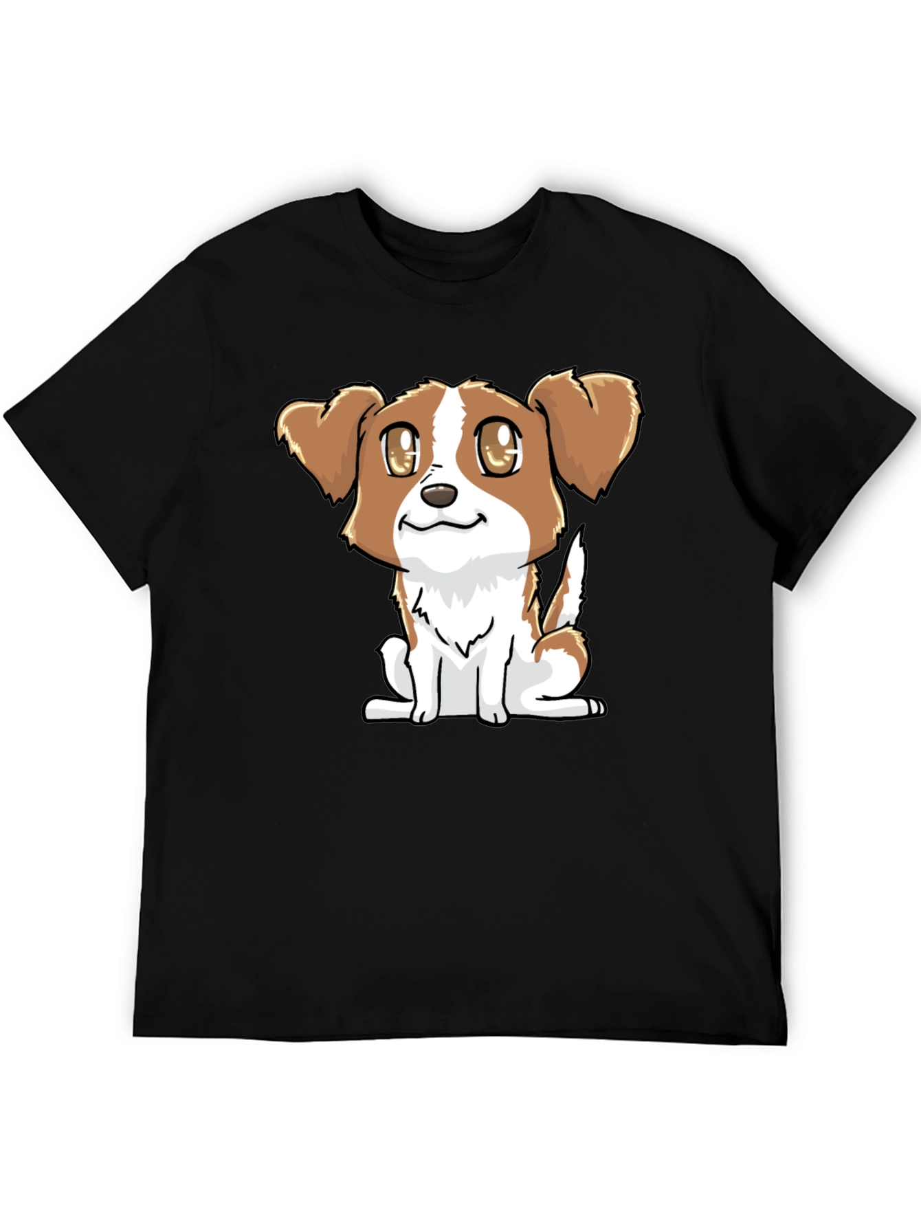 Cute Puppy Graphic Tee - Black Cotton Blend