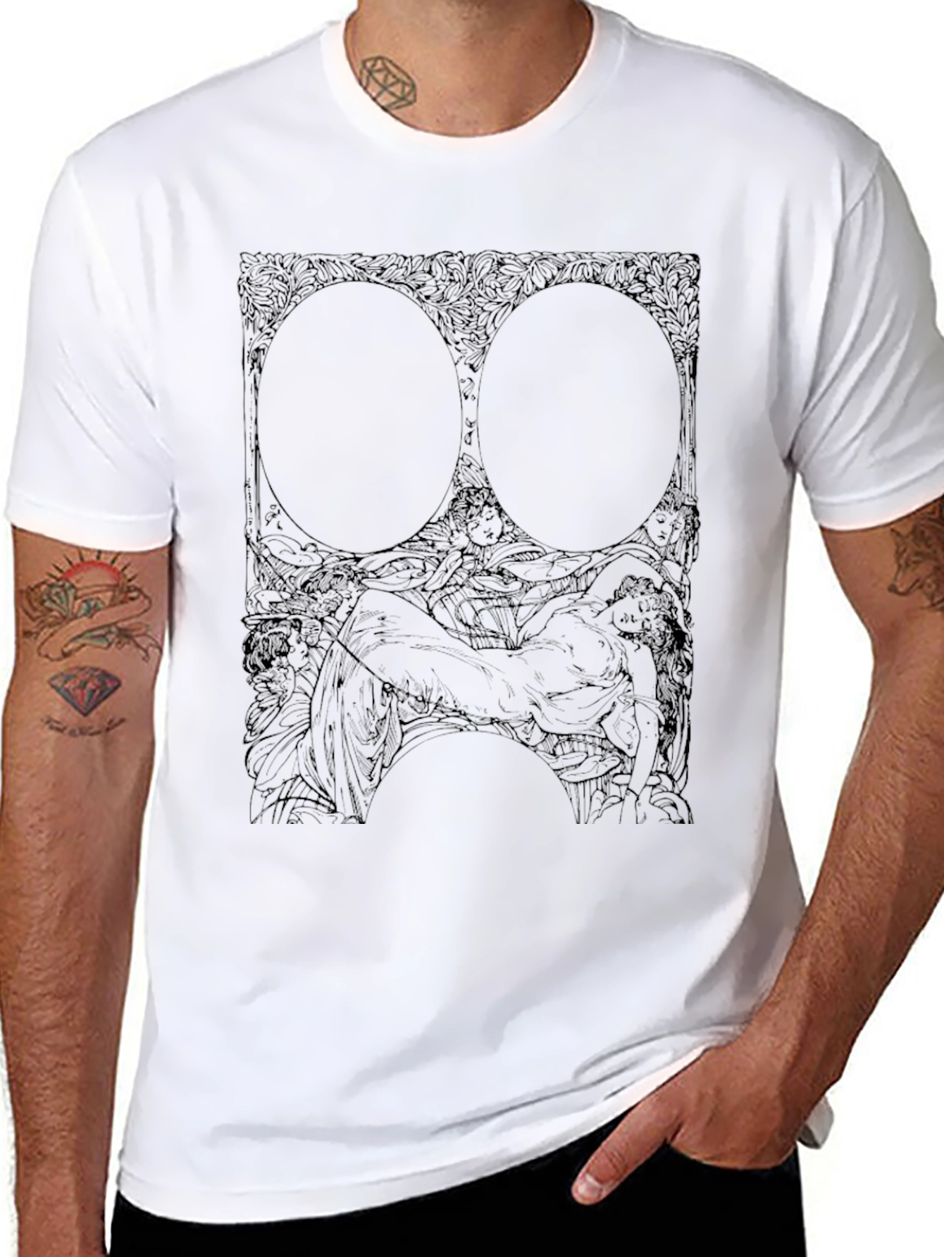 Unique Graphic Print Black Tee
