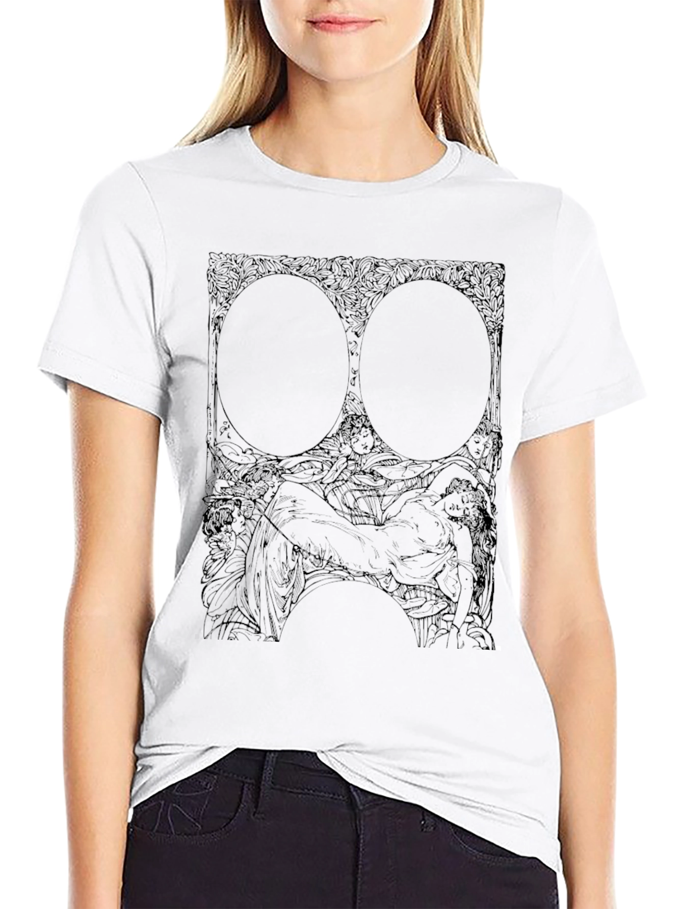 Unique Graphic Print Black Tee