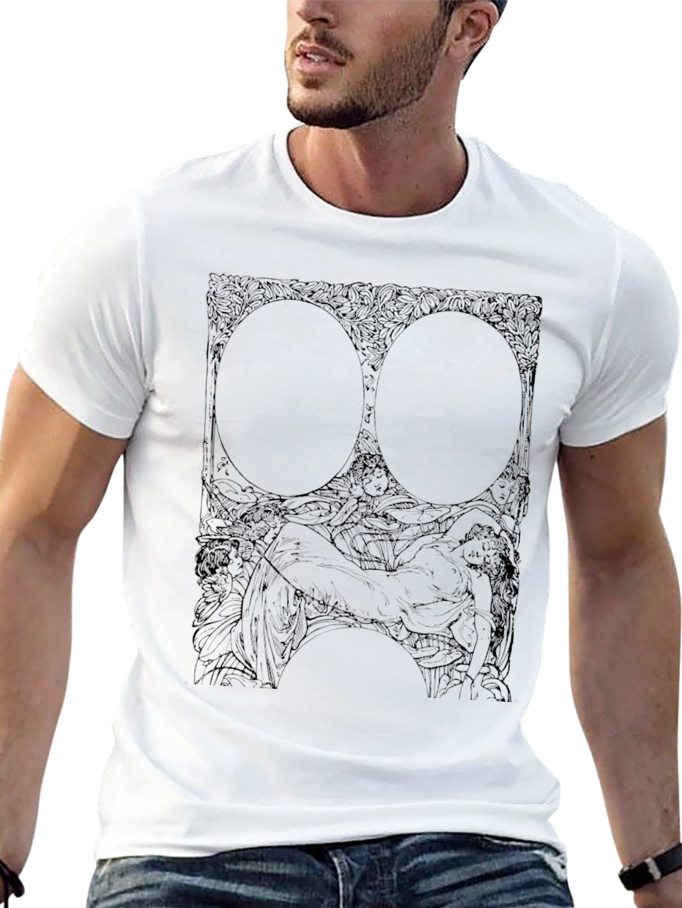 Unique Graphic Print Black Tee
