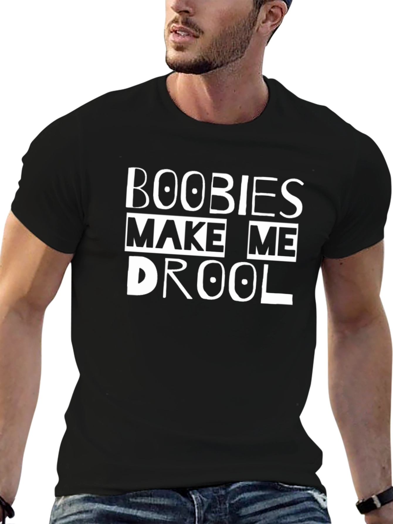 Boobies Make Me Drool Black T-Shirt
