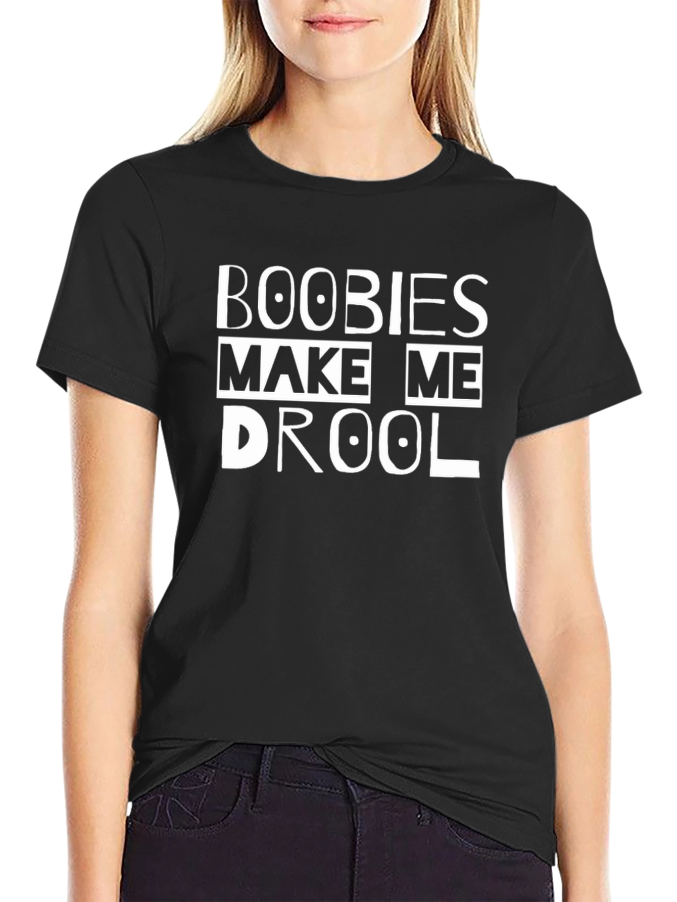 Boobies Make Me Drool Black T-Shirt