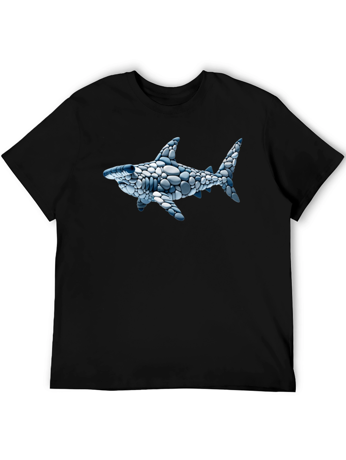 Cool Shark Pebble Art Graphic Tee - Black