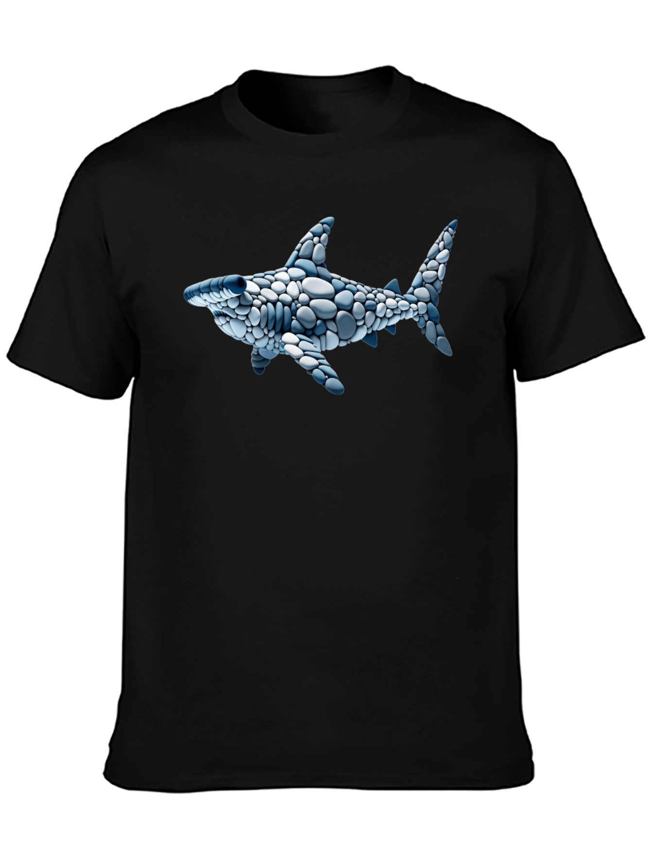 Cool Shark Pebble Art Graphic Tee - Black