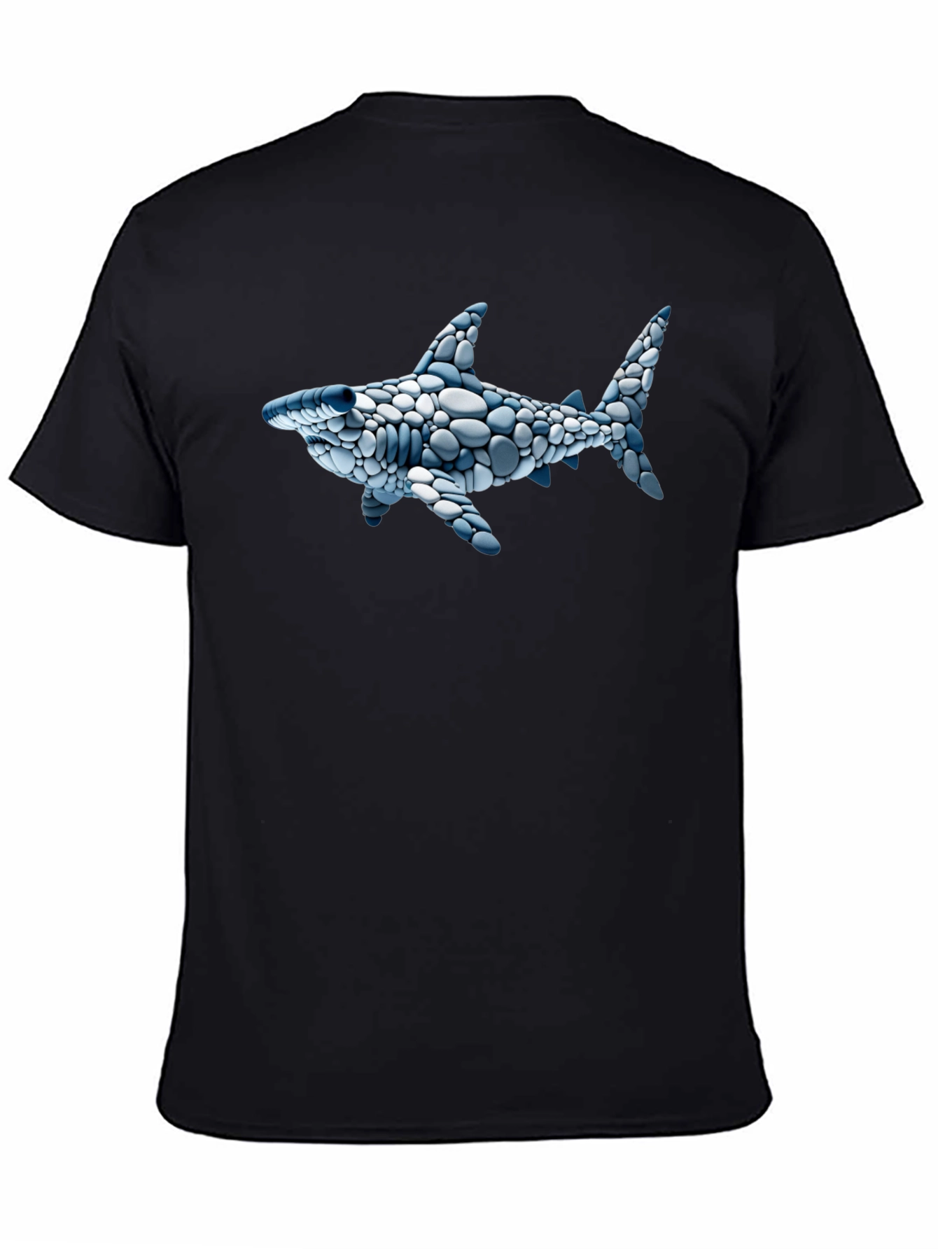 Cool Shark Pebble Art Graphic Tee - Black