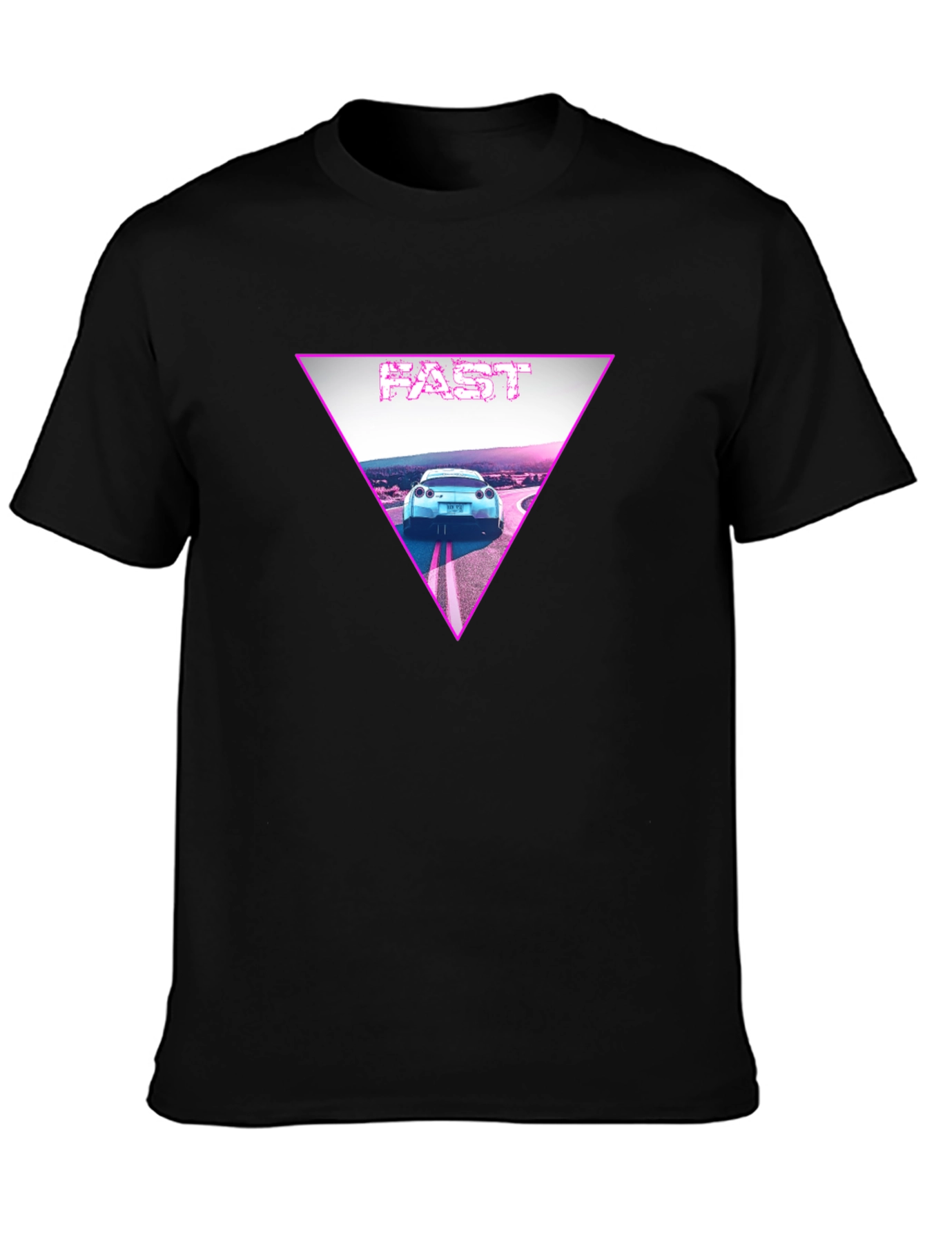 Fast Car Triangle Graphic T-Shirt
