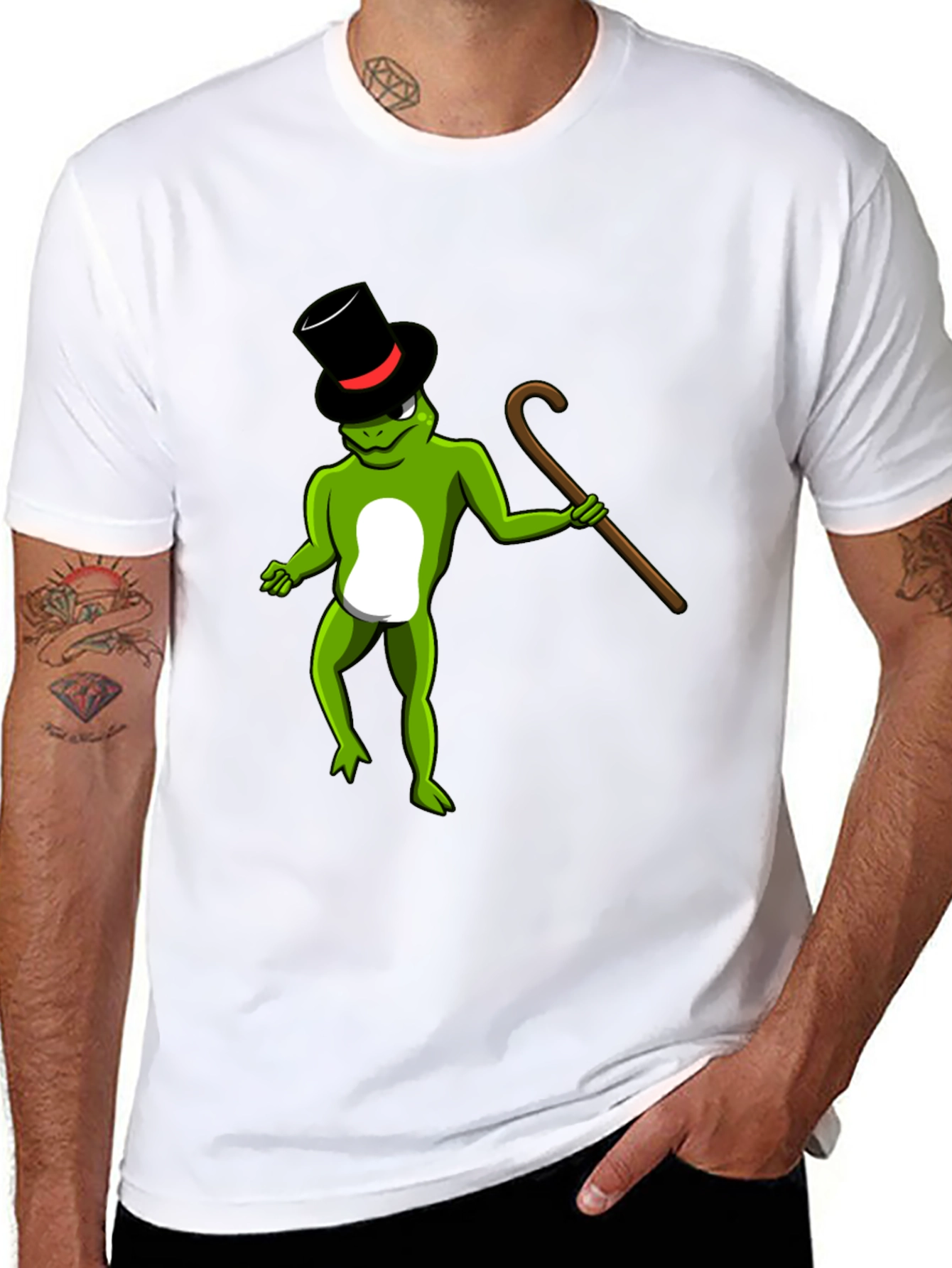 Frog with Cane Graphic Tee - Fun & Stylish