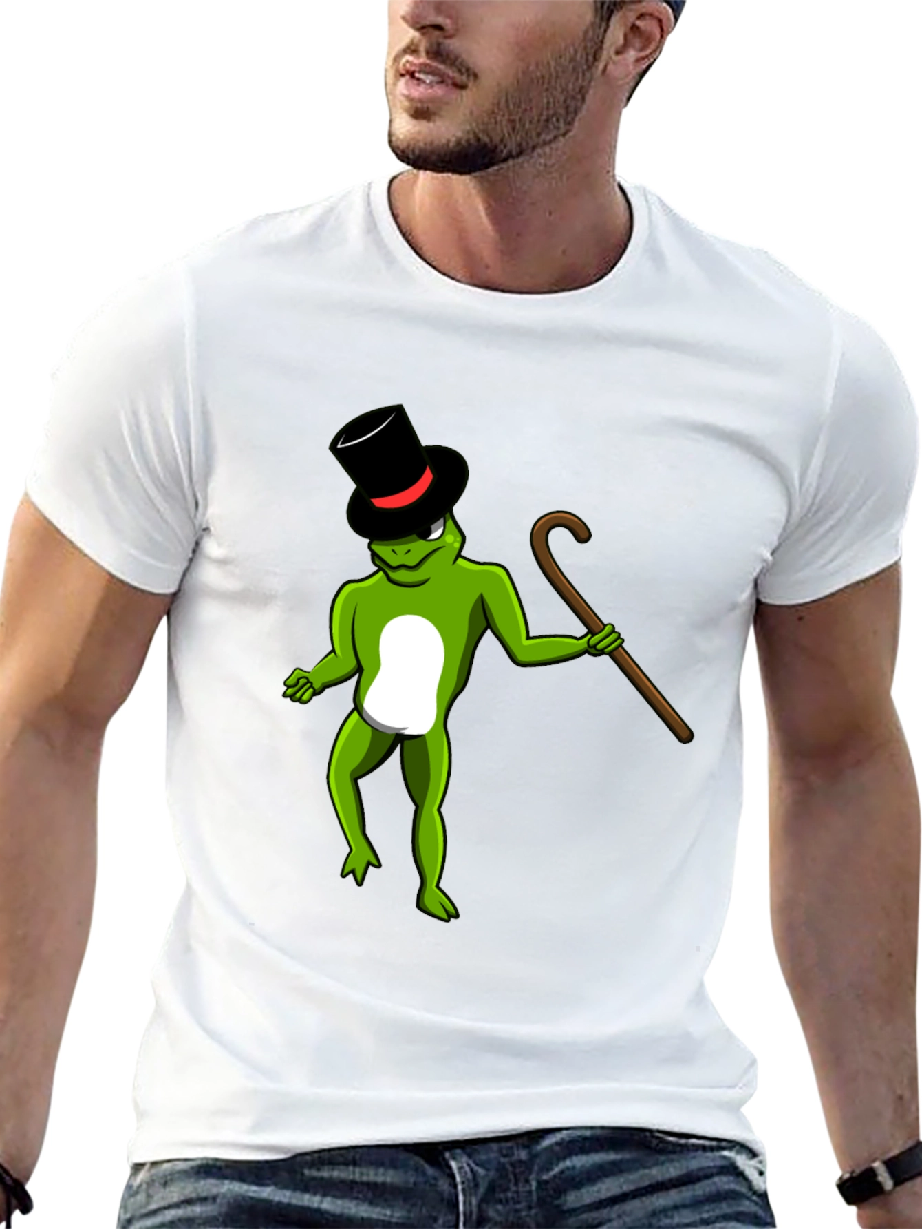 Frog with Cane Graphic Tee - Fun & Stylish