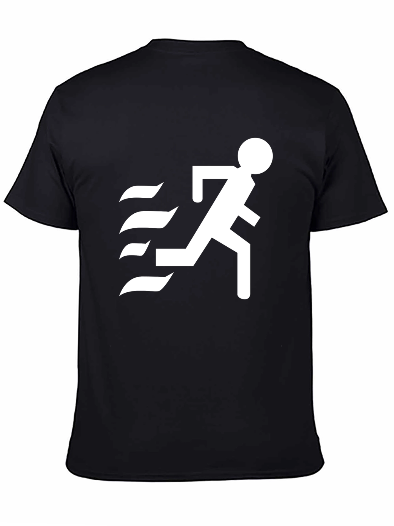 Mens Black T-Shirt with Running Figure Graphic