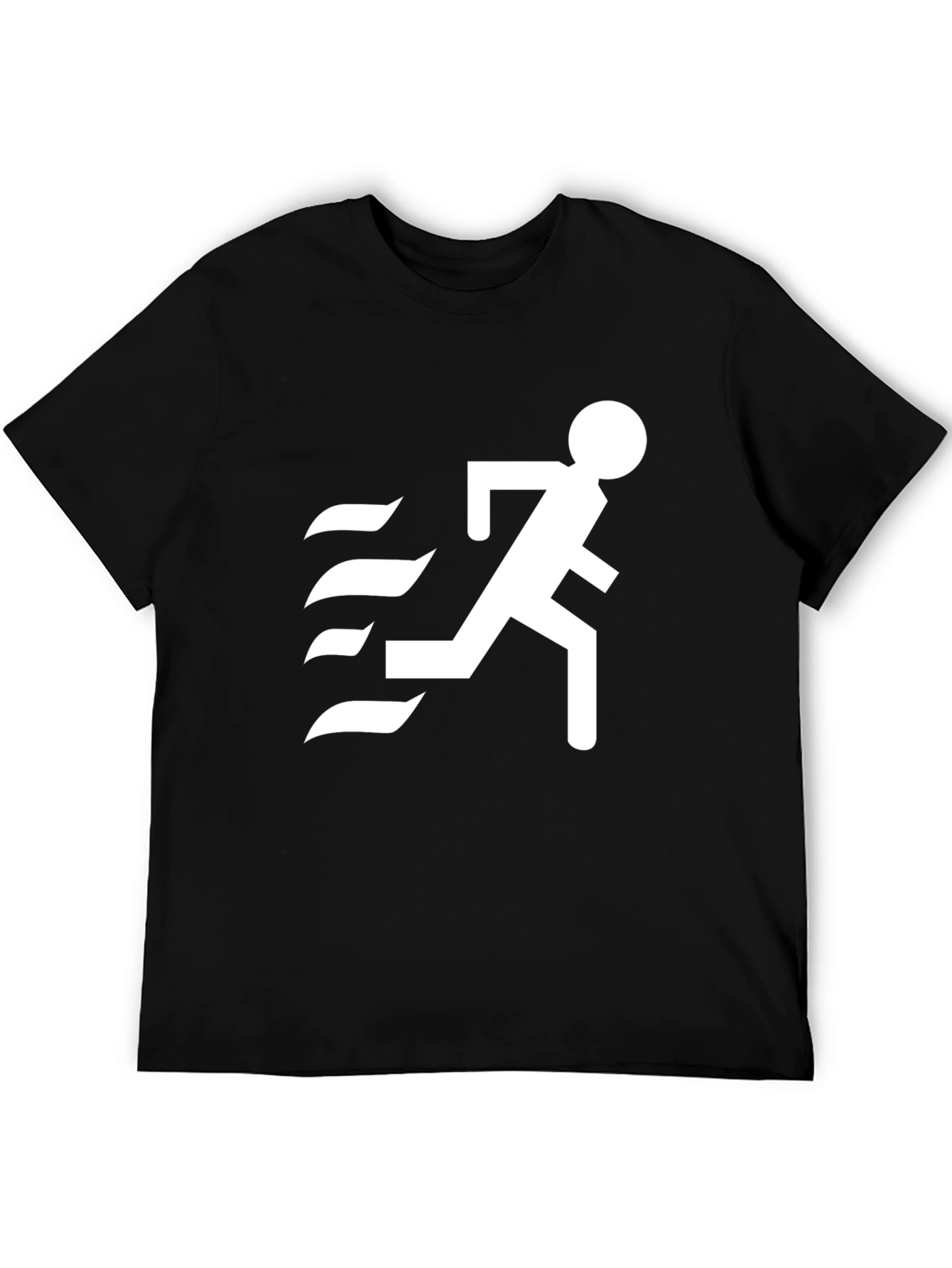 Mens Black T-Shirt with Running Figure Graphic