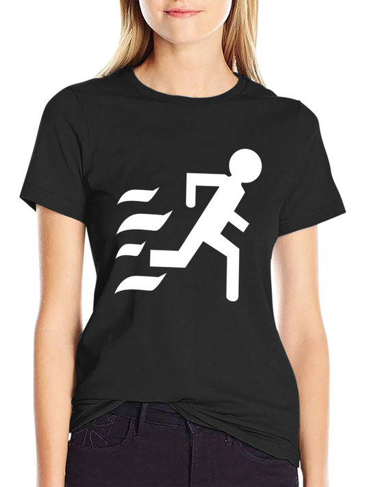 Mens Black T-Shirt with Running Figure Graphic