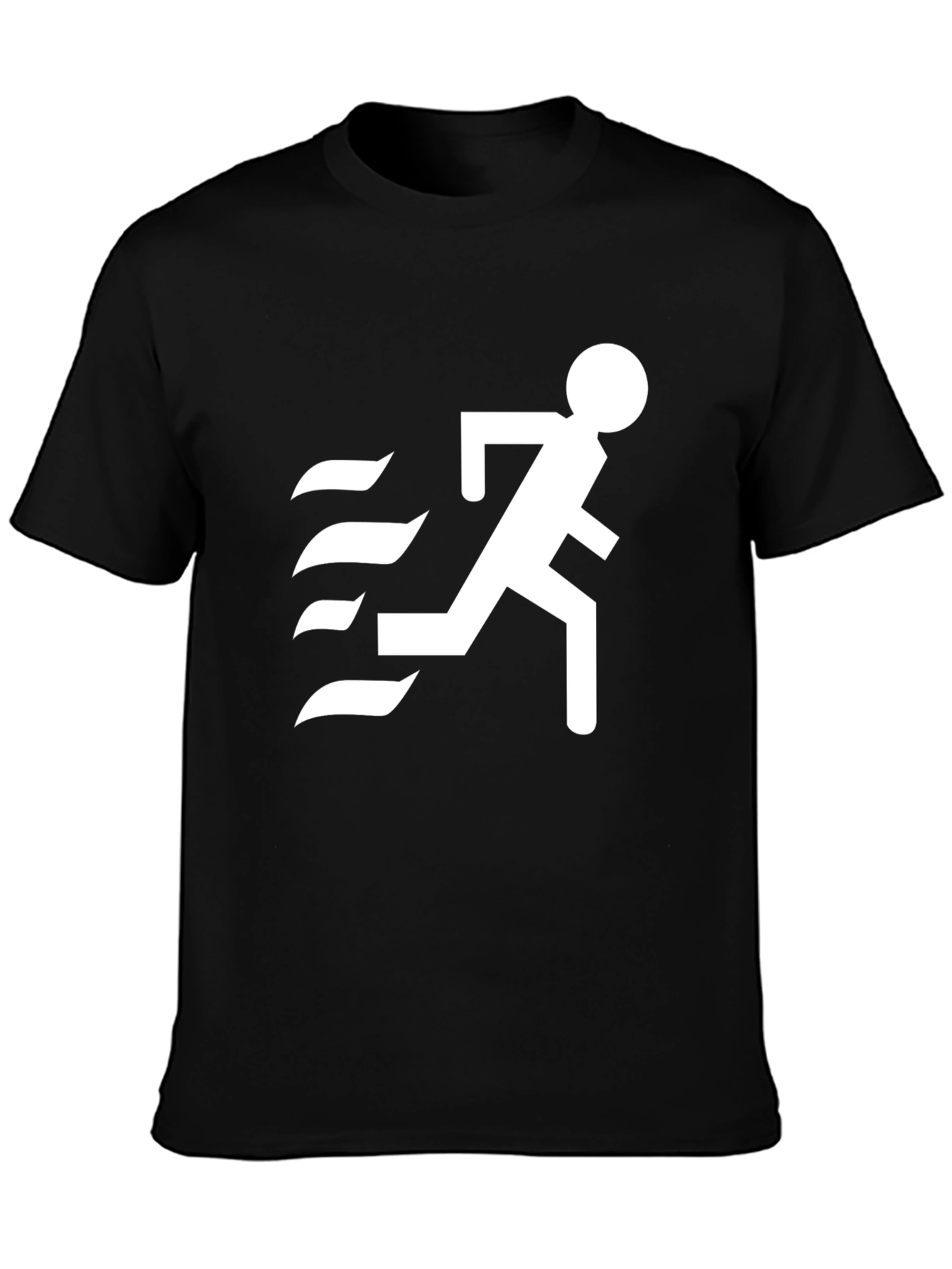 Mens Black T-Shirt with Running Figure Graphic
