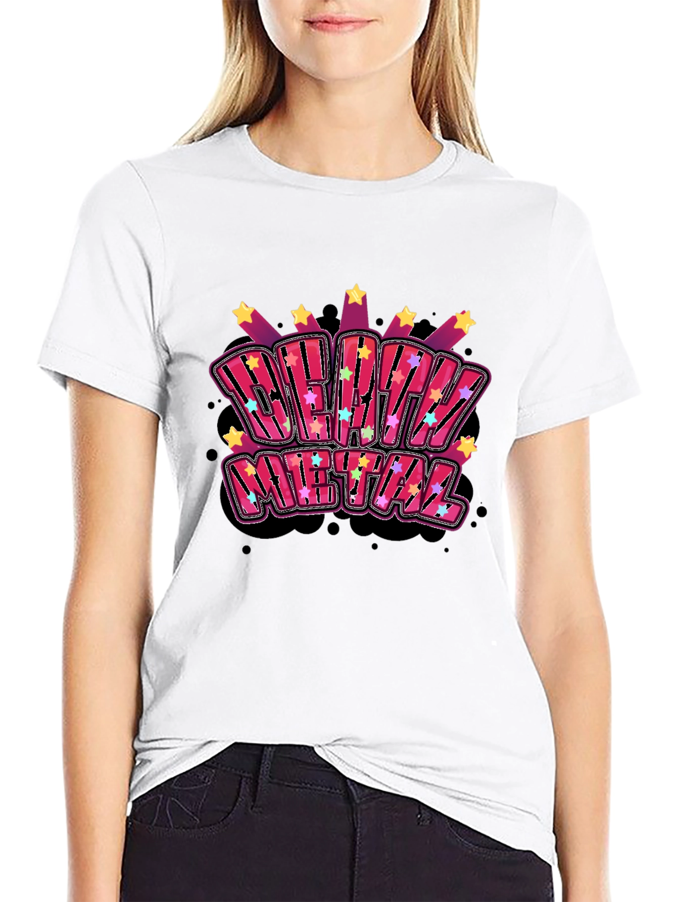 Death Metal Graphic Print Black T-Shirt