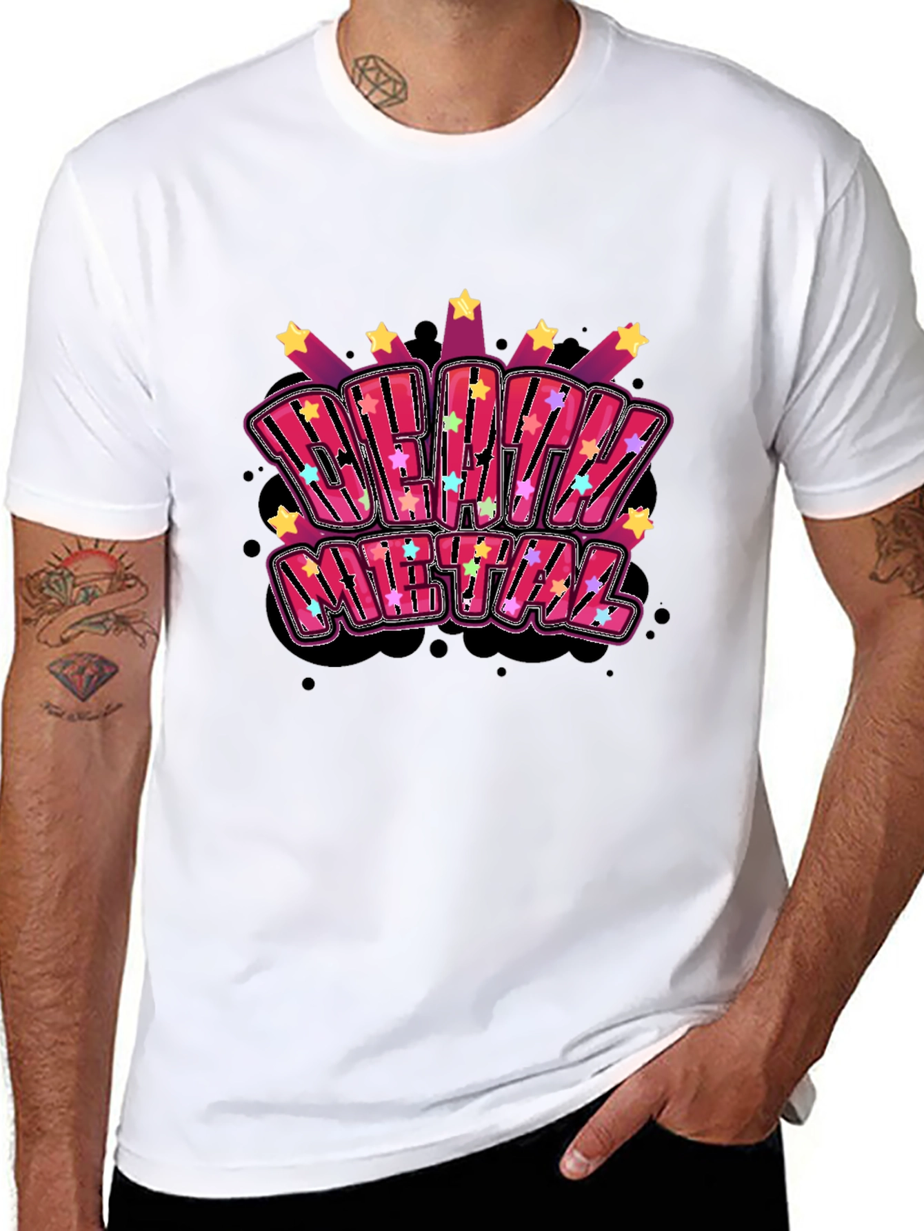 Death Metal Graphic Print Black T-Shirt