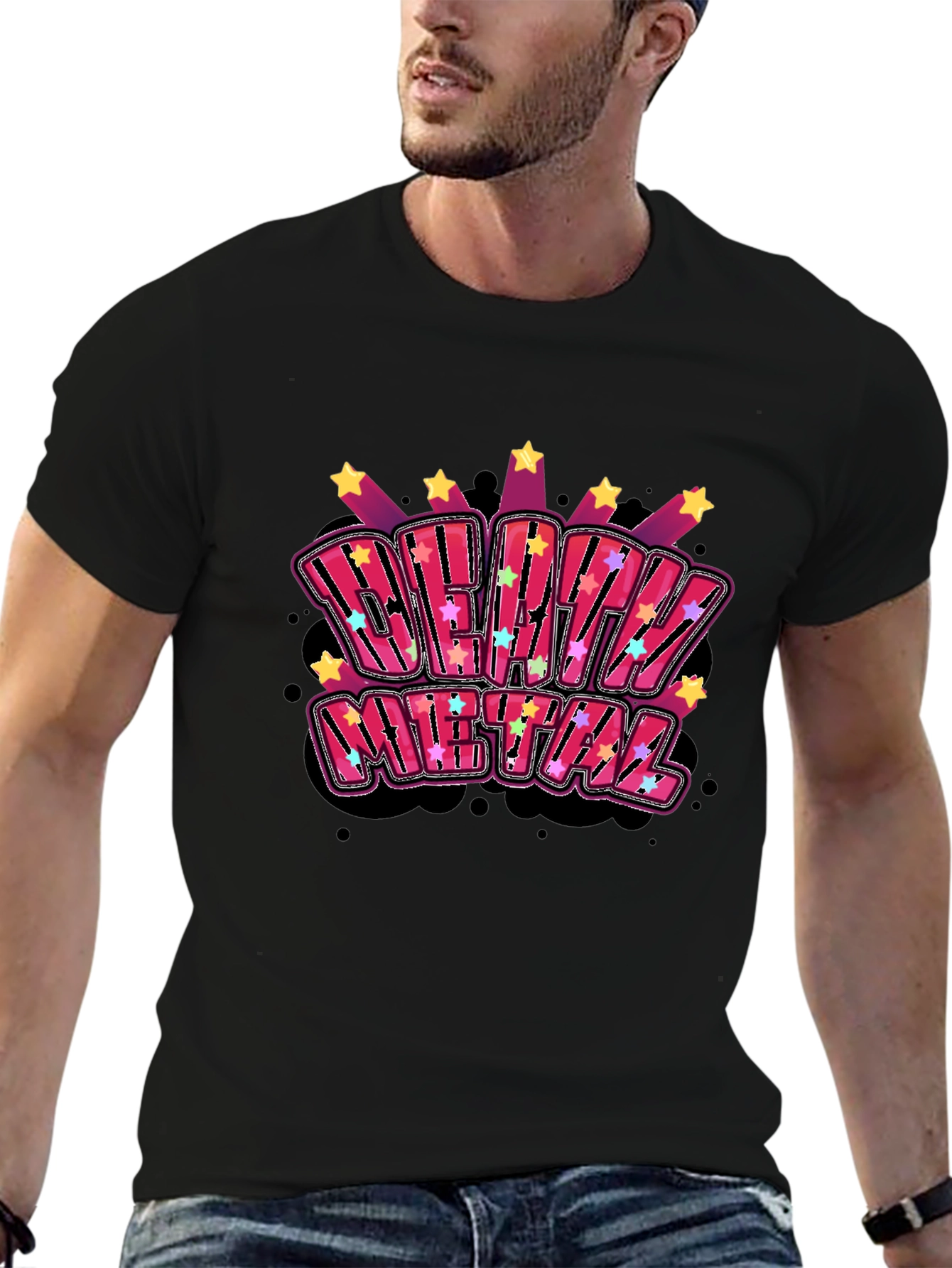 Death Metal Graphic Print Black T-Shirt