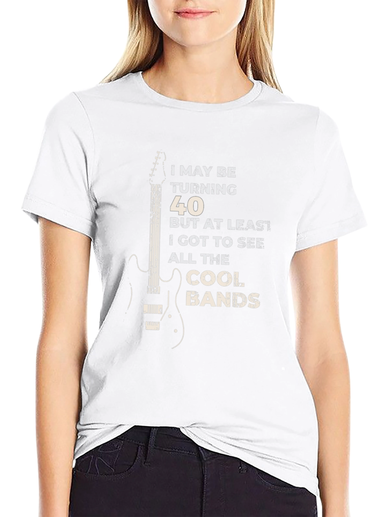 Turning 40 Cool Bands Guitar Graphic T-Shirt