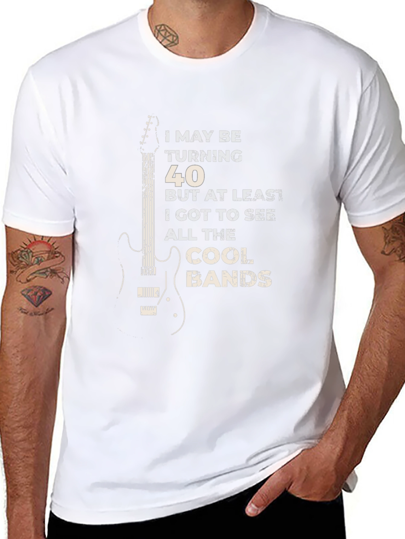 Turning 40 Cool Bands Guitar Graphic T-Shirt