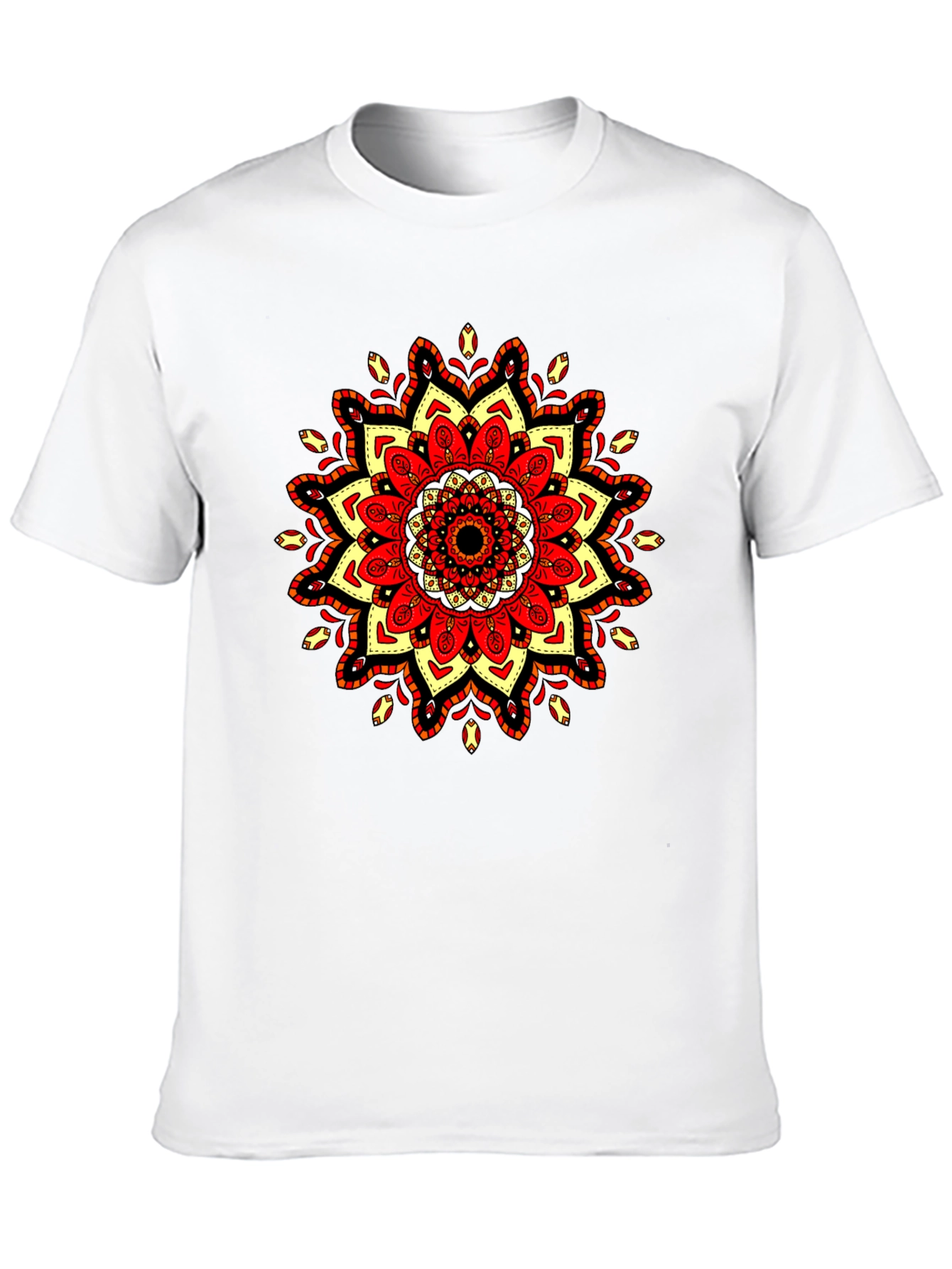 Mandala T-Shirt: Red Yellow & Black Tee