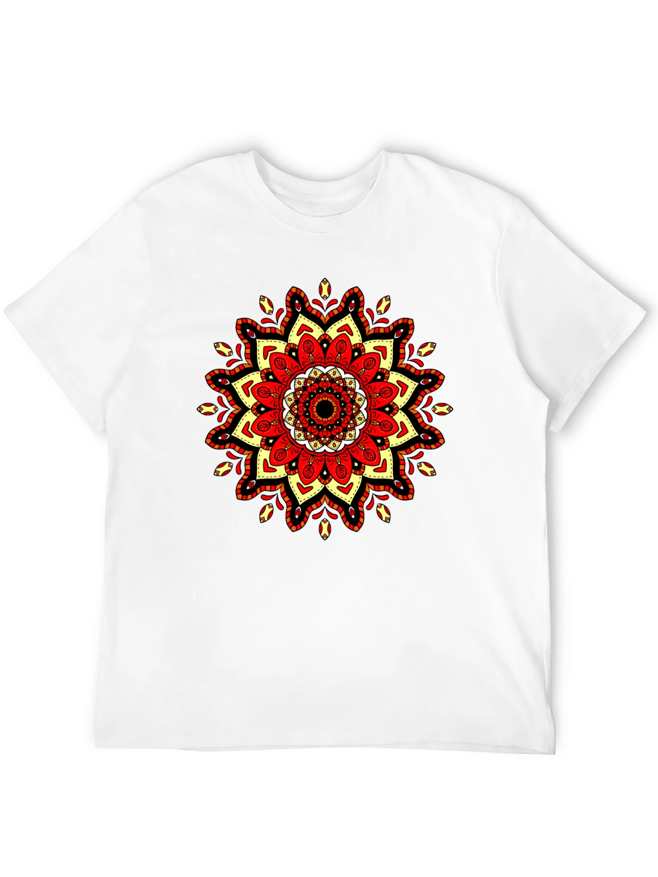 Mandala T-Shirt: Red Yellow & Black Tee