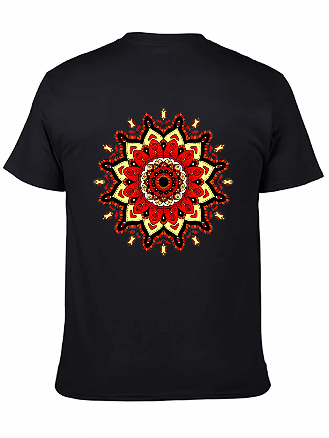 Mandala T-Shirt: Red Yellow & Black Tee