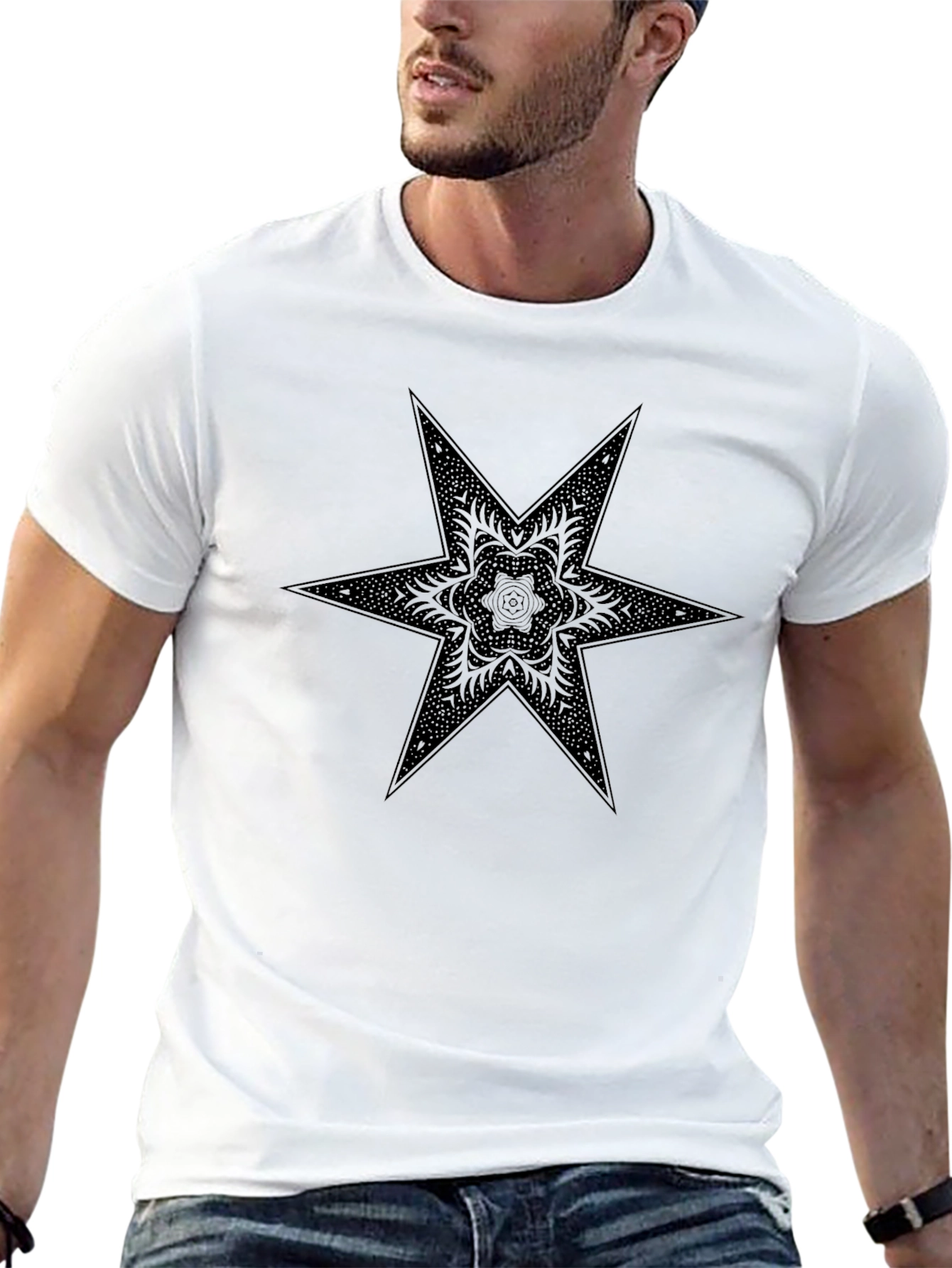 Mystic Star Graphic Tee - Black Cotton Comfort
