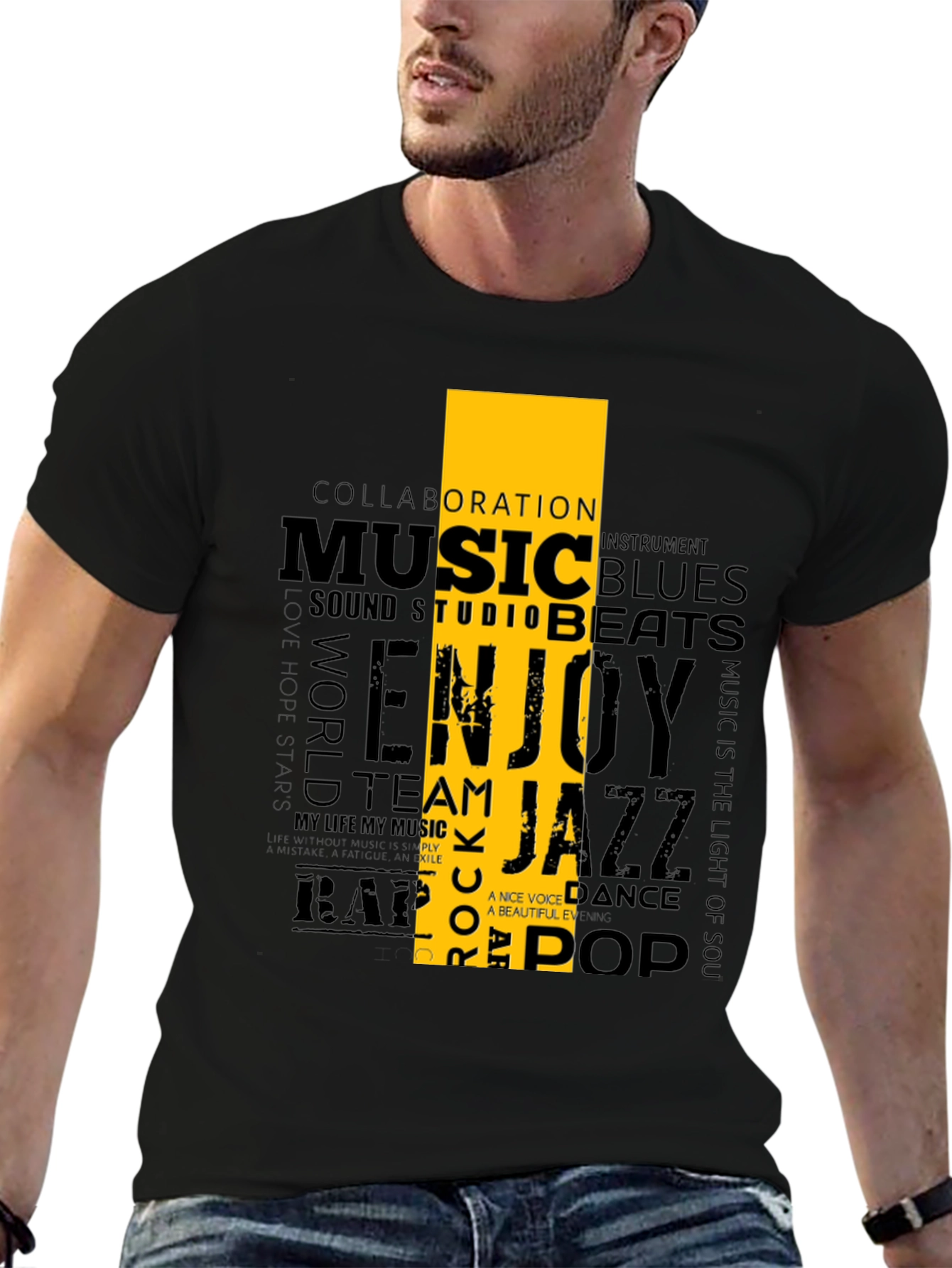 Music Lover Graphic T-Shirt - Black