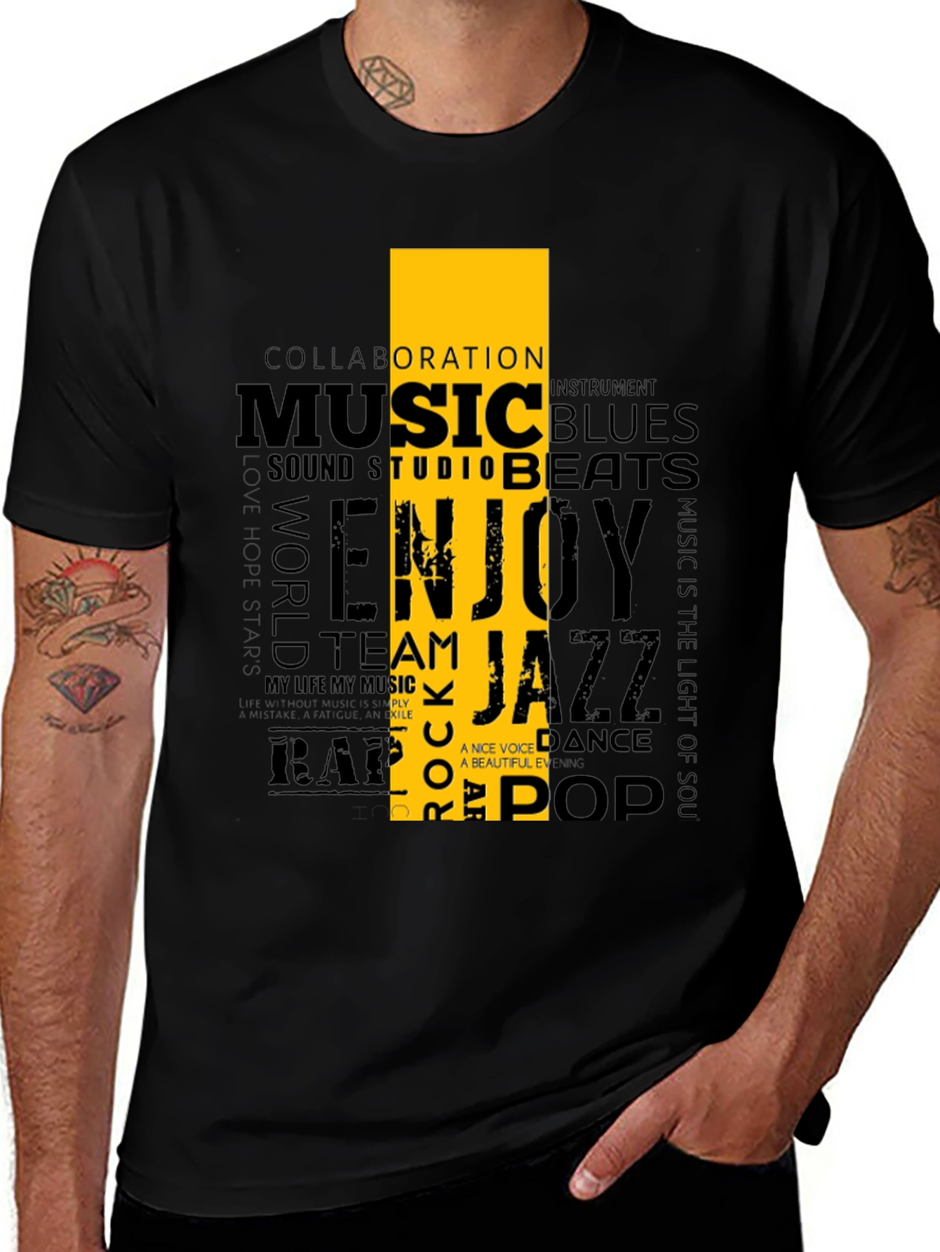 Music Lover Graphic T-Shirt - Black