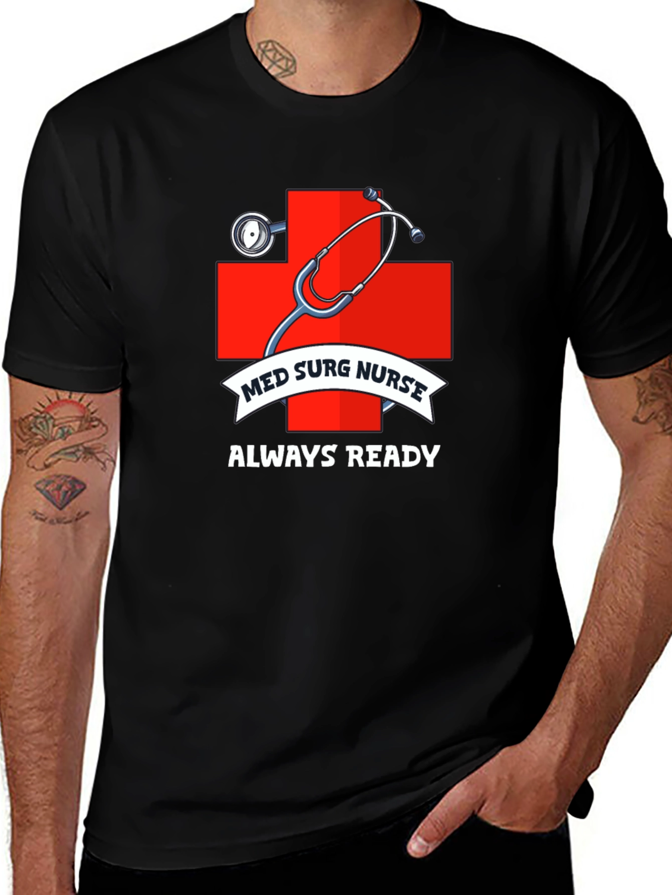 Med Surg Nurse Always Ready Black T-Shirt