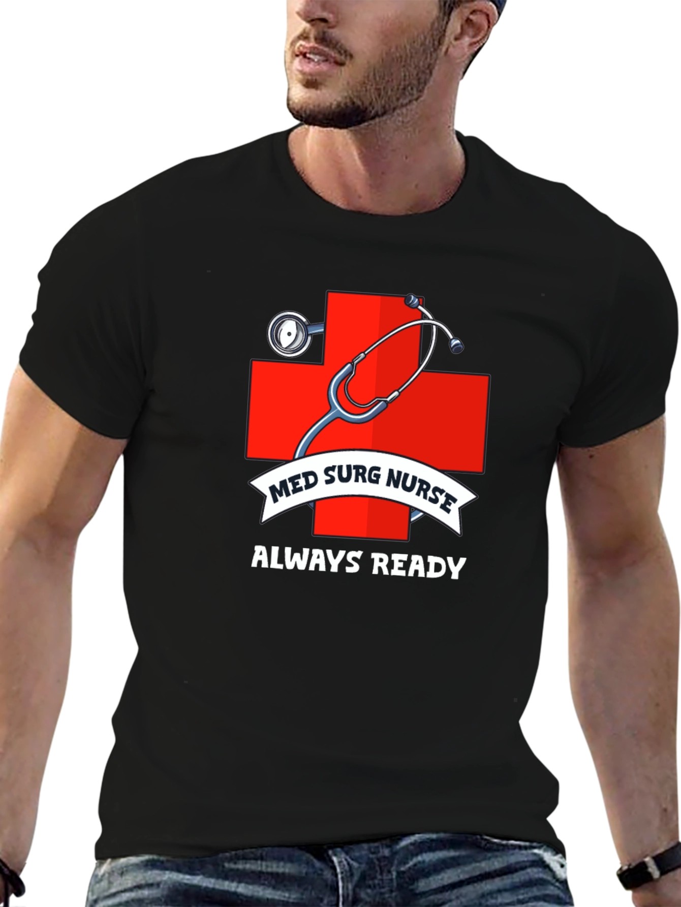 Med Surg Nurse Always Ready Black T-Shirt