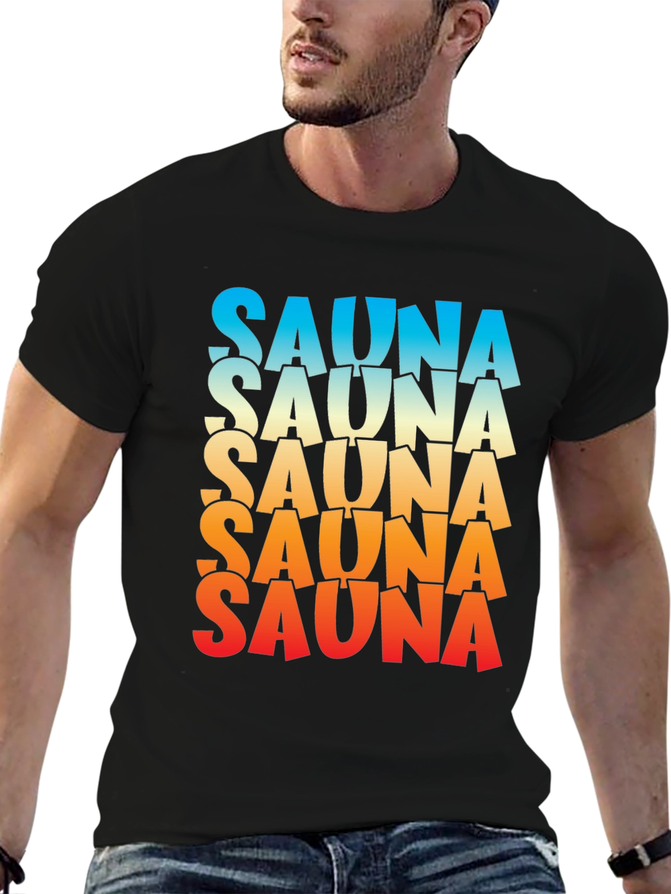 Sauna Graphic Tee - Gradient Text Unisex Shirt