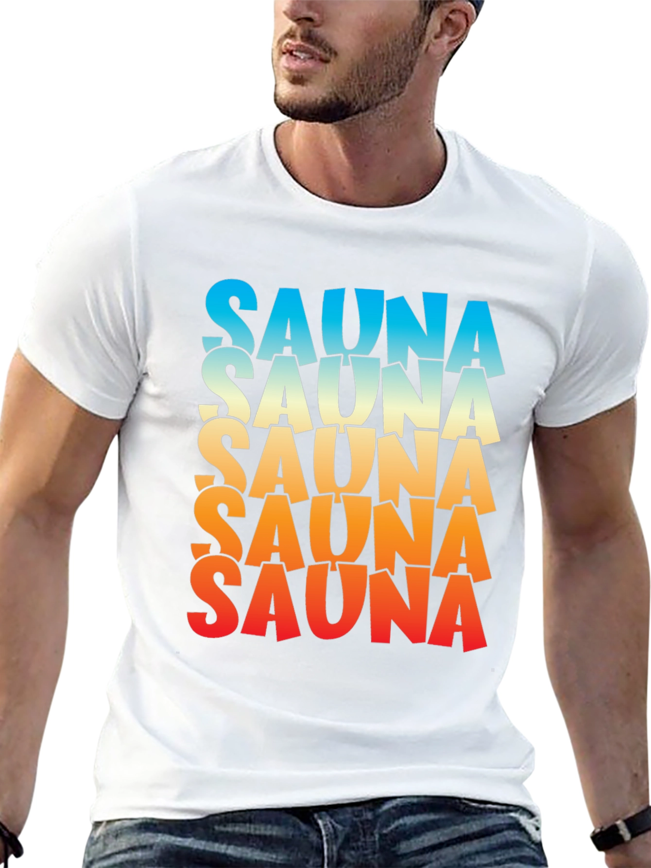 Sauna Graphic Tee - Gradient Text Unisex Shirt