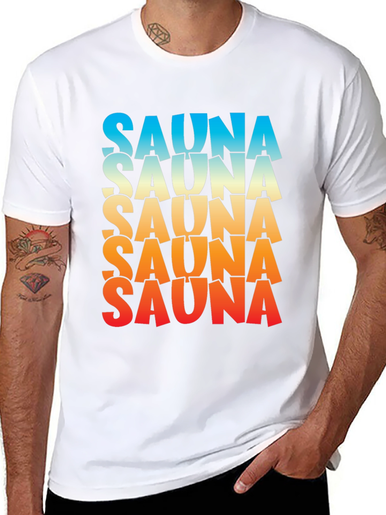 Sauna Graphic Tee - Gradient Text Unisex Shirt