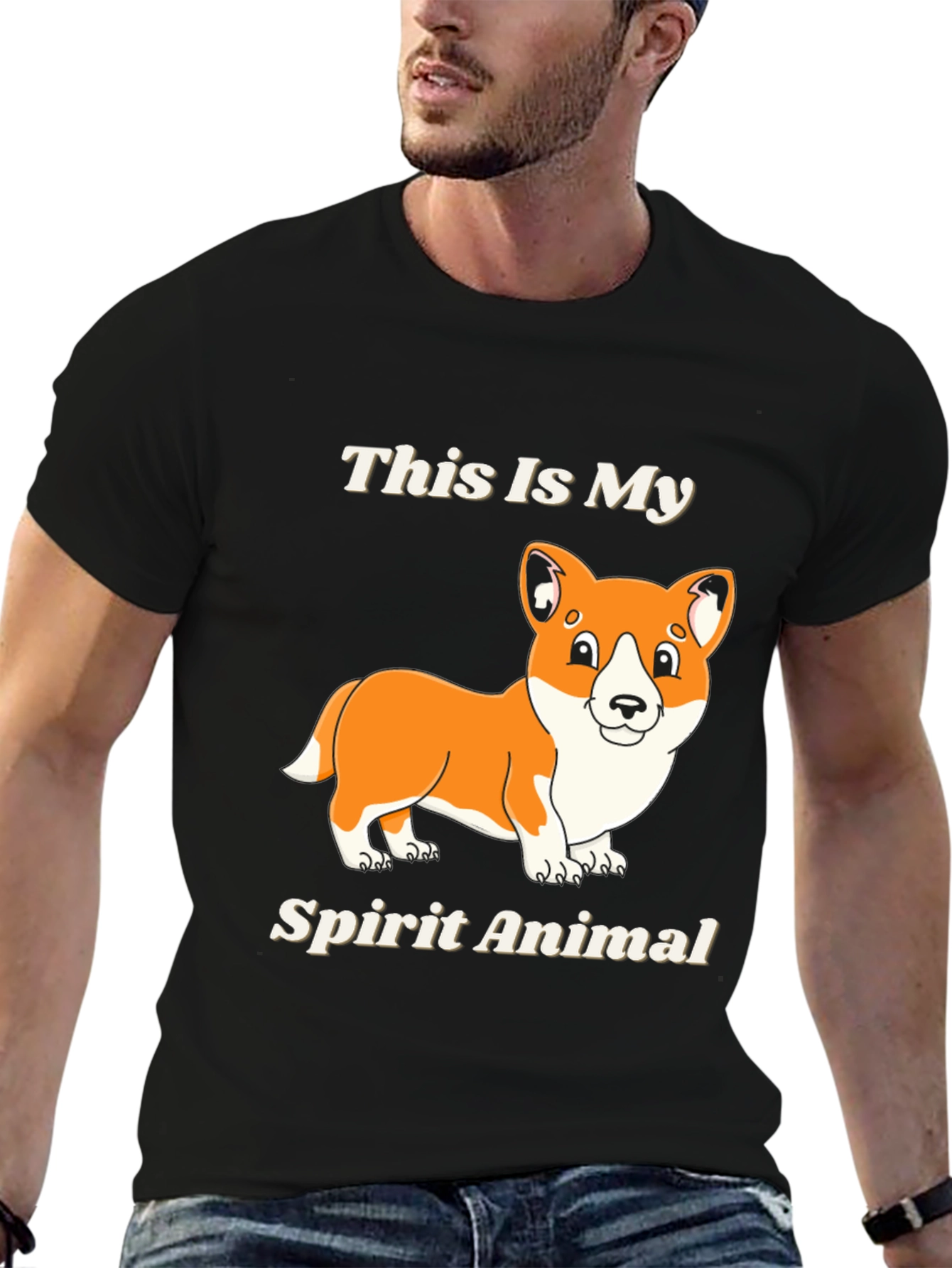 Corgi Spirit Animal Black T-Shirt