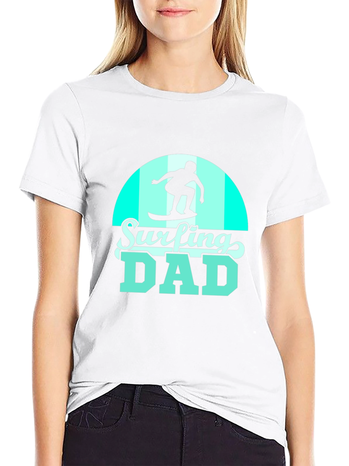 Surfing Dad Black Graphic Tee